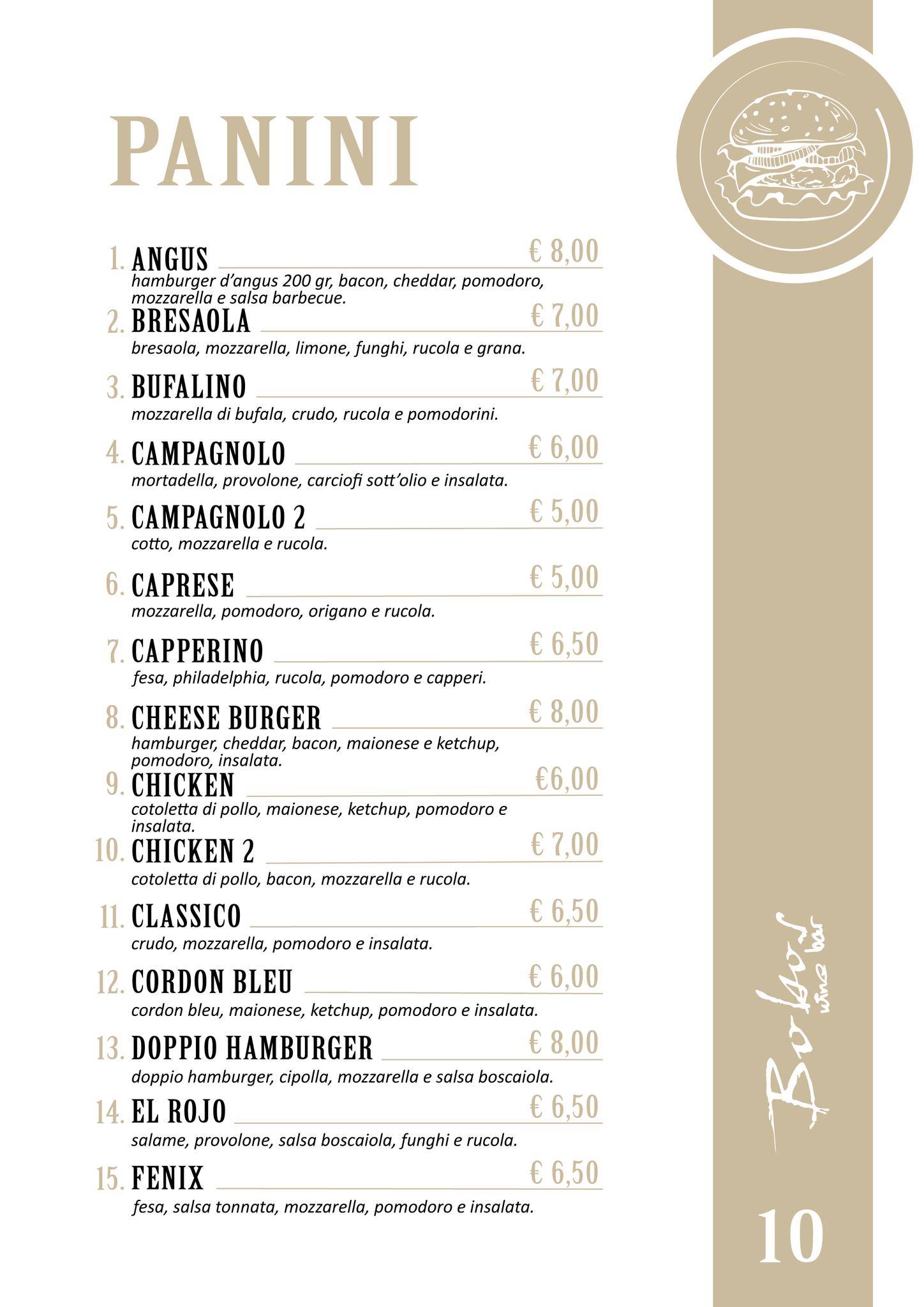Menu di Bobos Wine Bar 