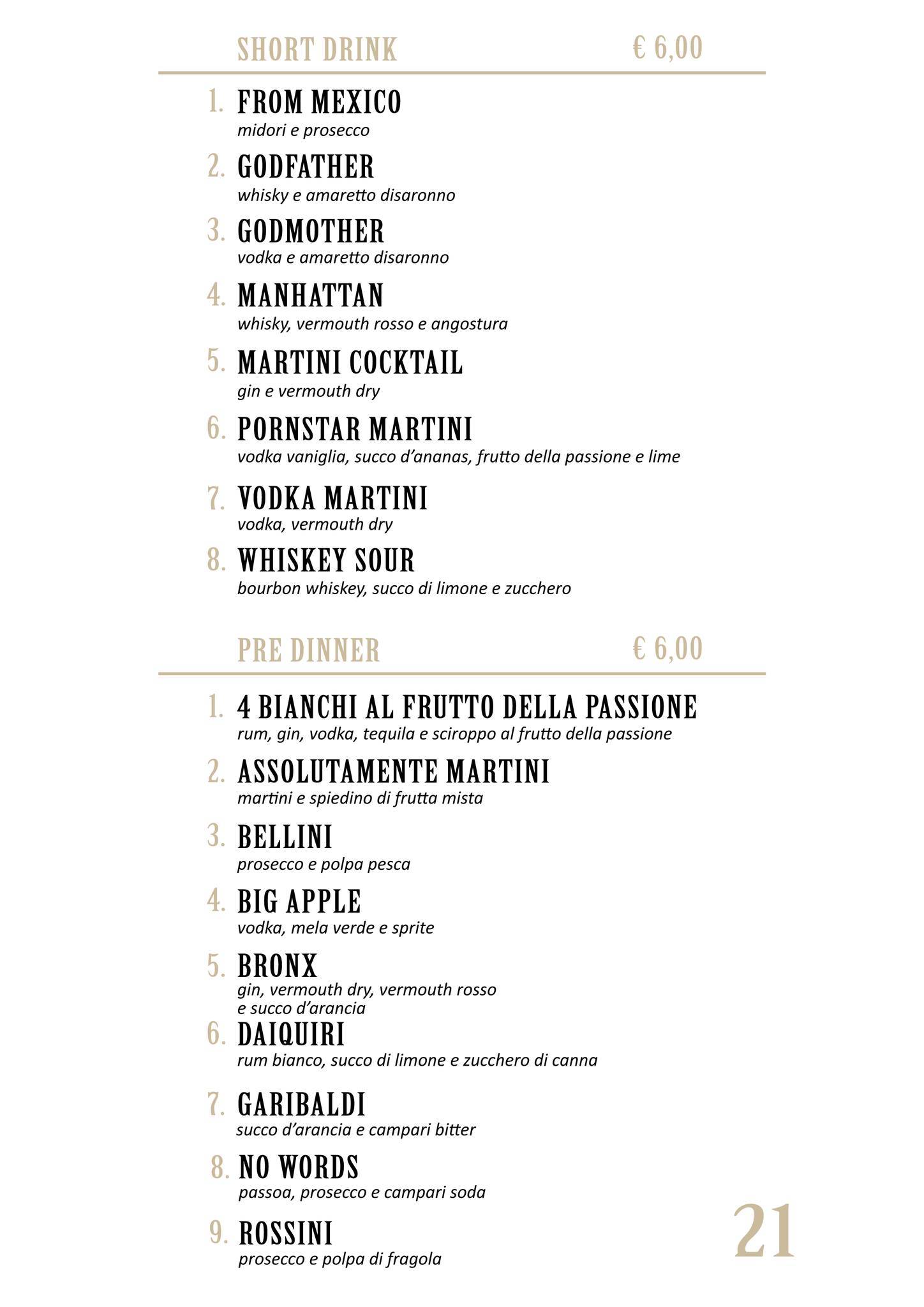 Menu di Bobos Wine Bar 