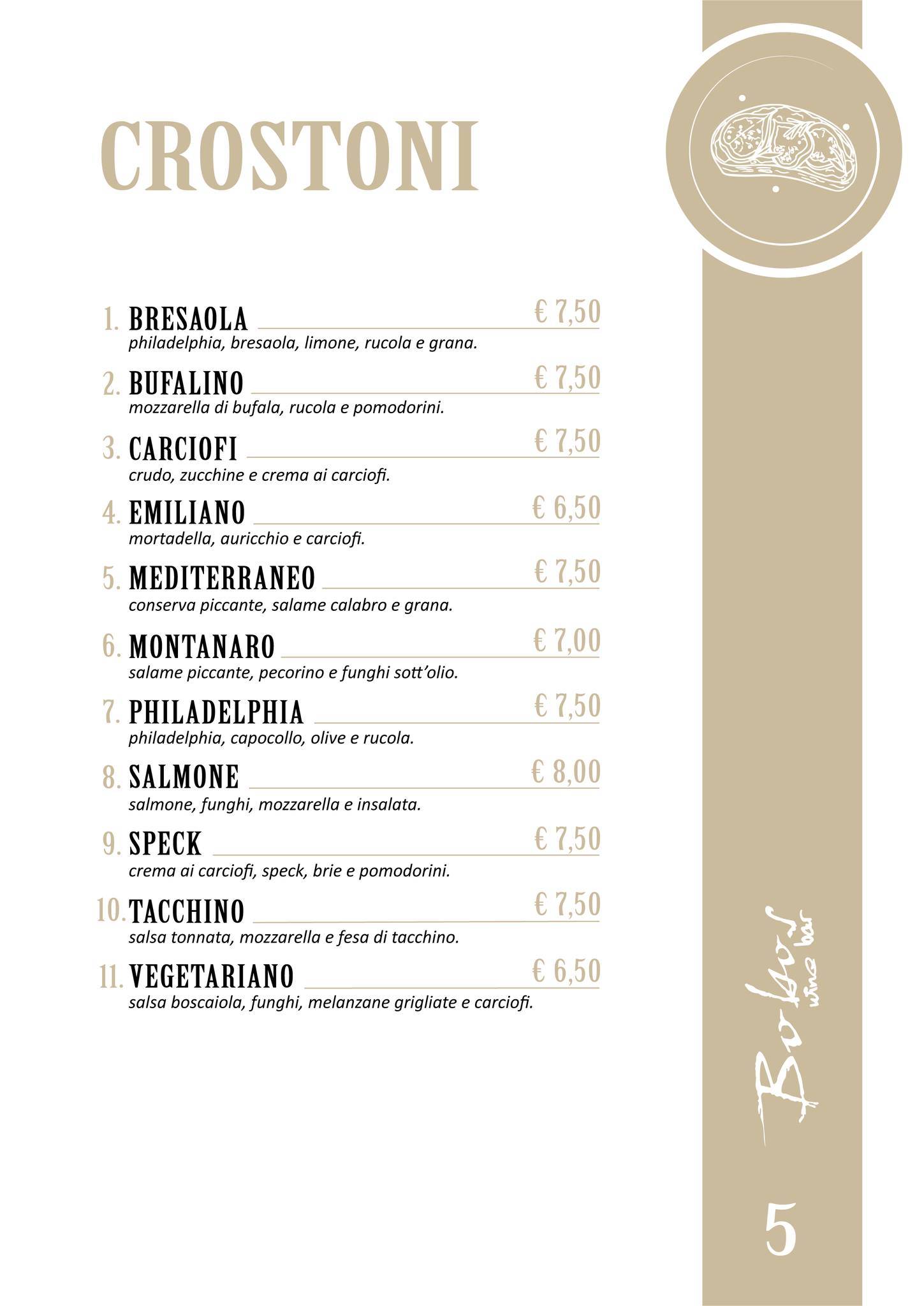 Menu di Bobos Wine Bar 
