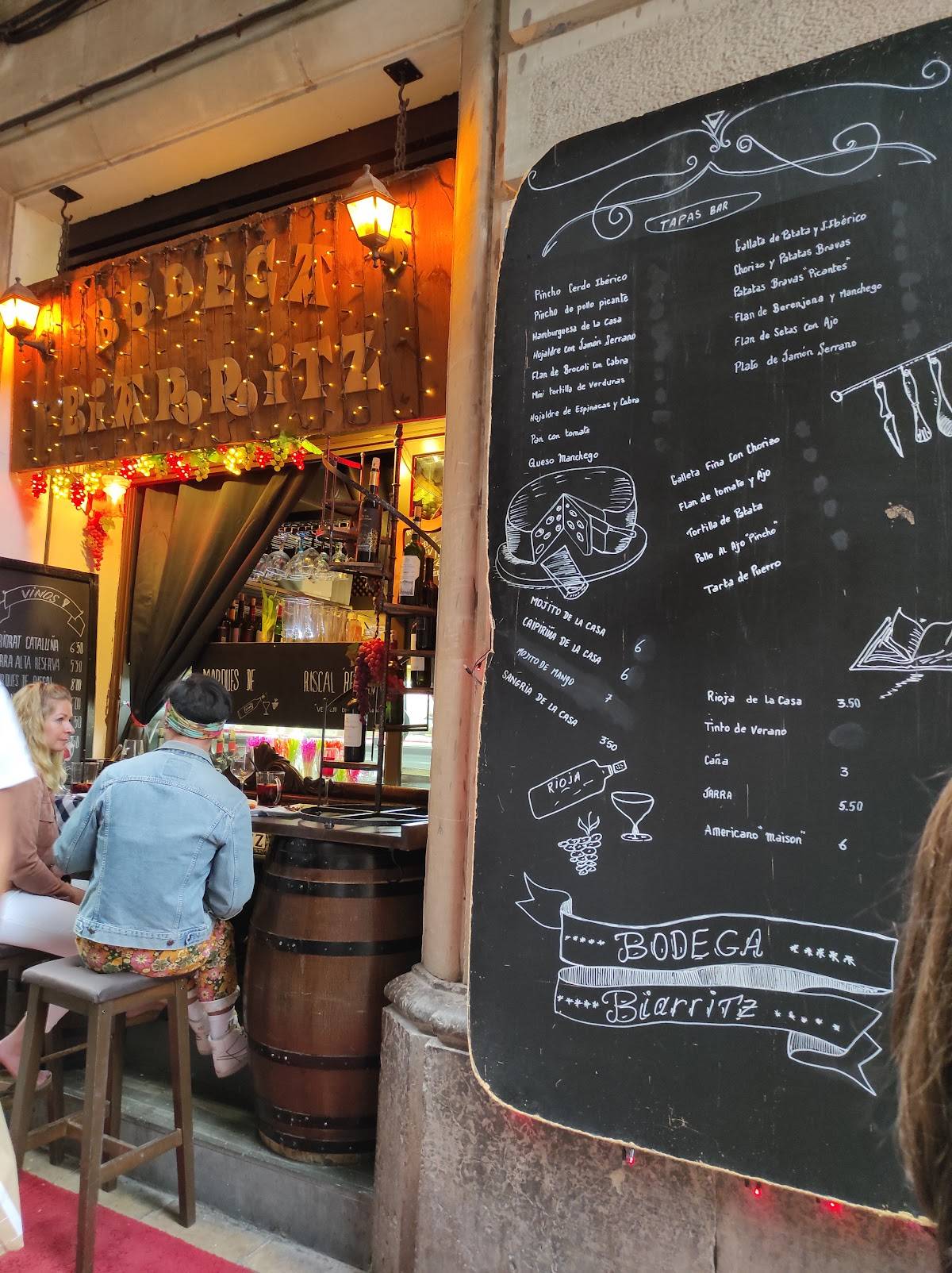 Menu at Bodega Biarritz 1881 Tapes bar, Barcelona, Carrer Nou de Sant