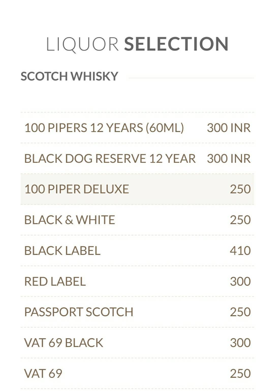 Boozer's Bar menu
