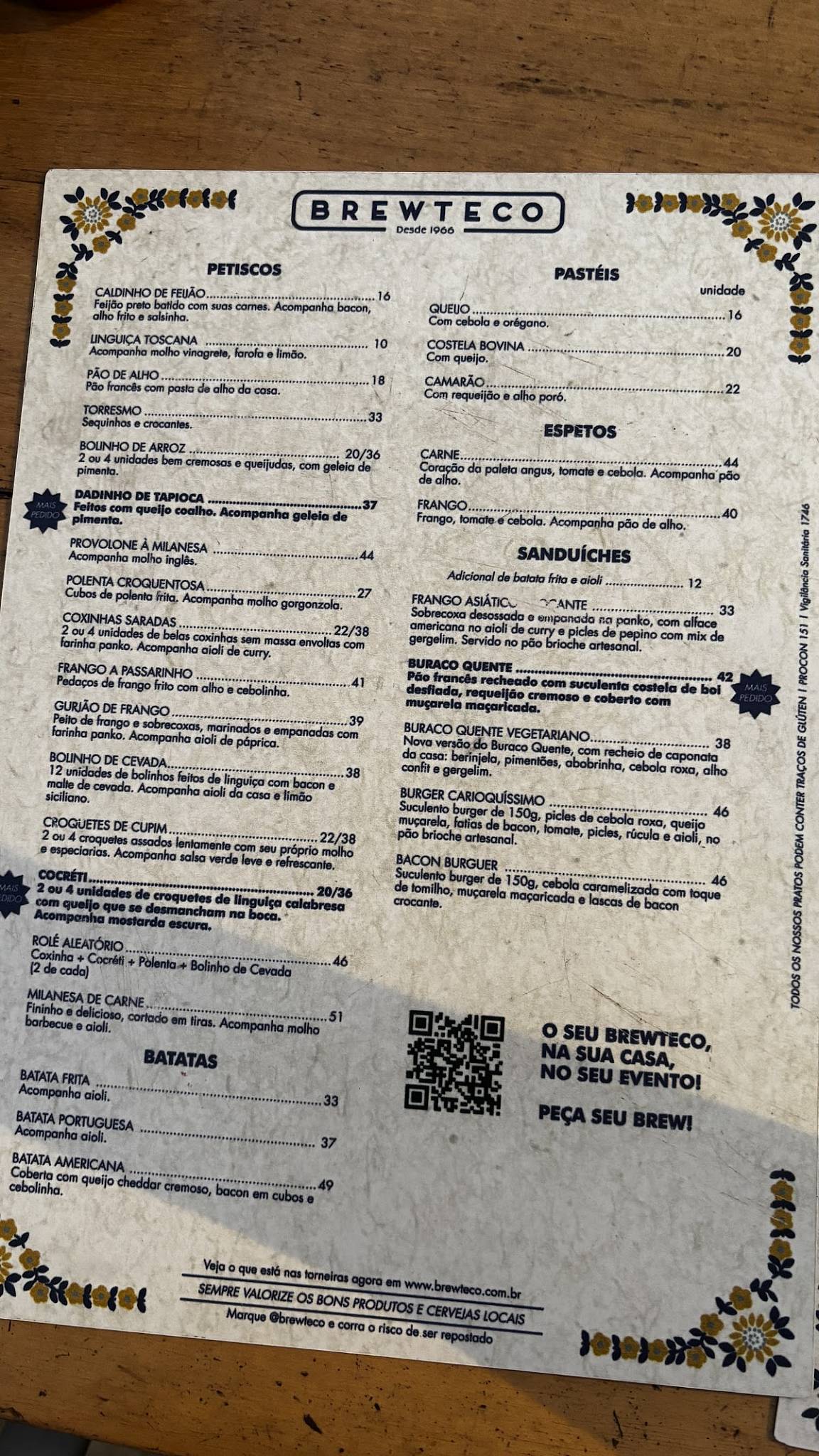 Brewteco Botafogo cardápio