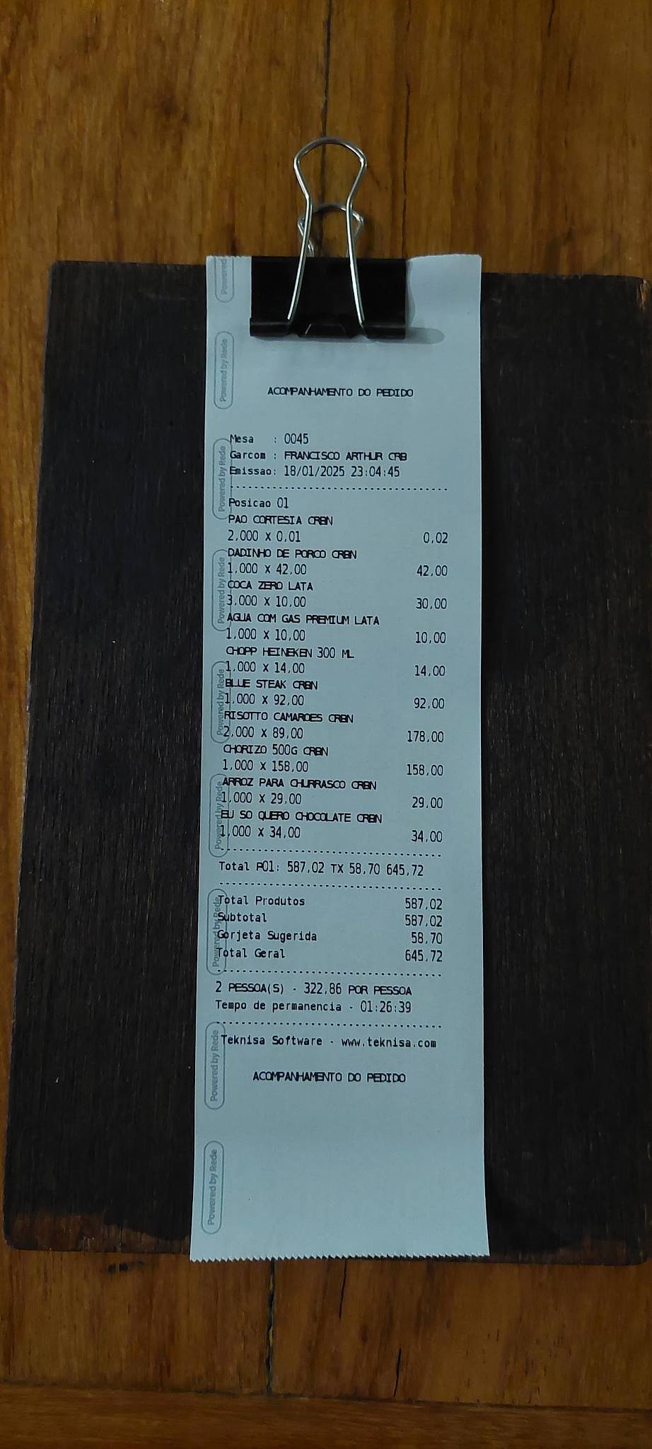 Carbone Steakhouse cardápio