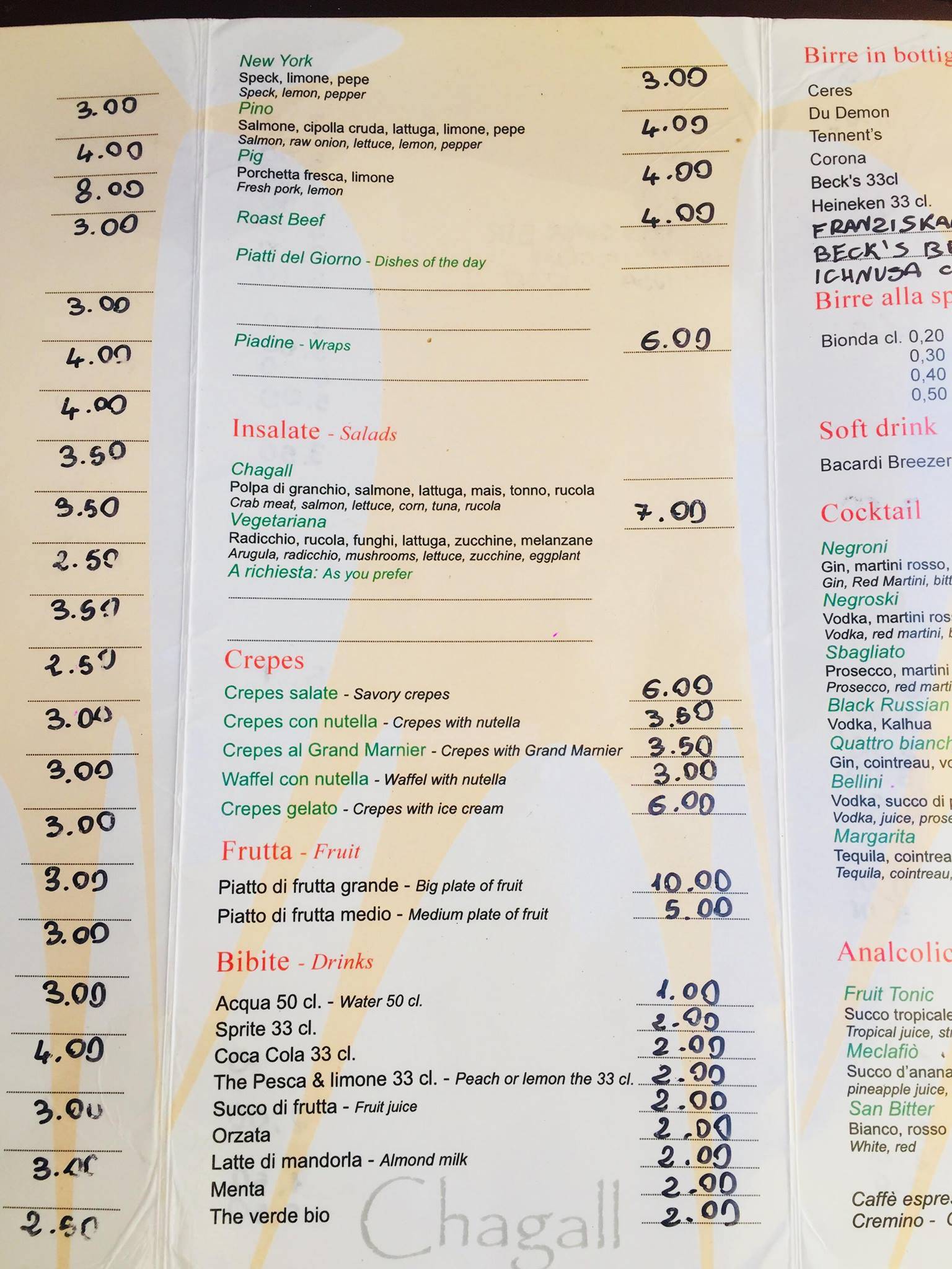 Menu di Chagall Beach 