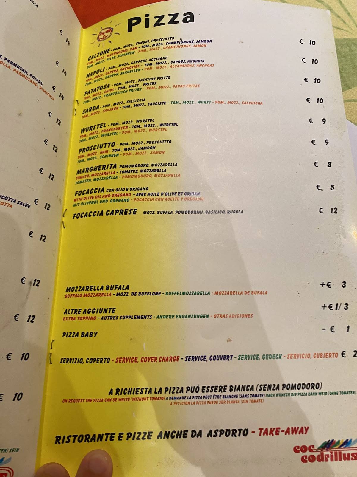Menu di Coccodrillus Pizza Restaurant 