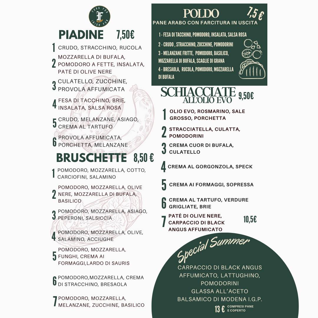 Menu di Foxy Snc Di Tiengo Matteo & Grandi Mirko 