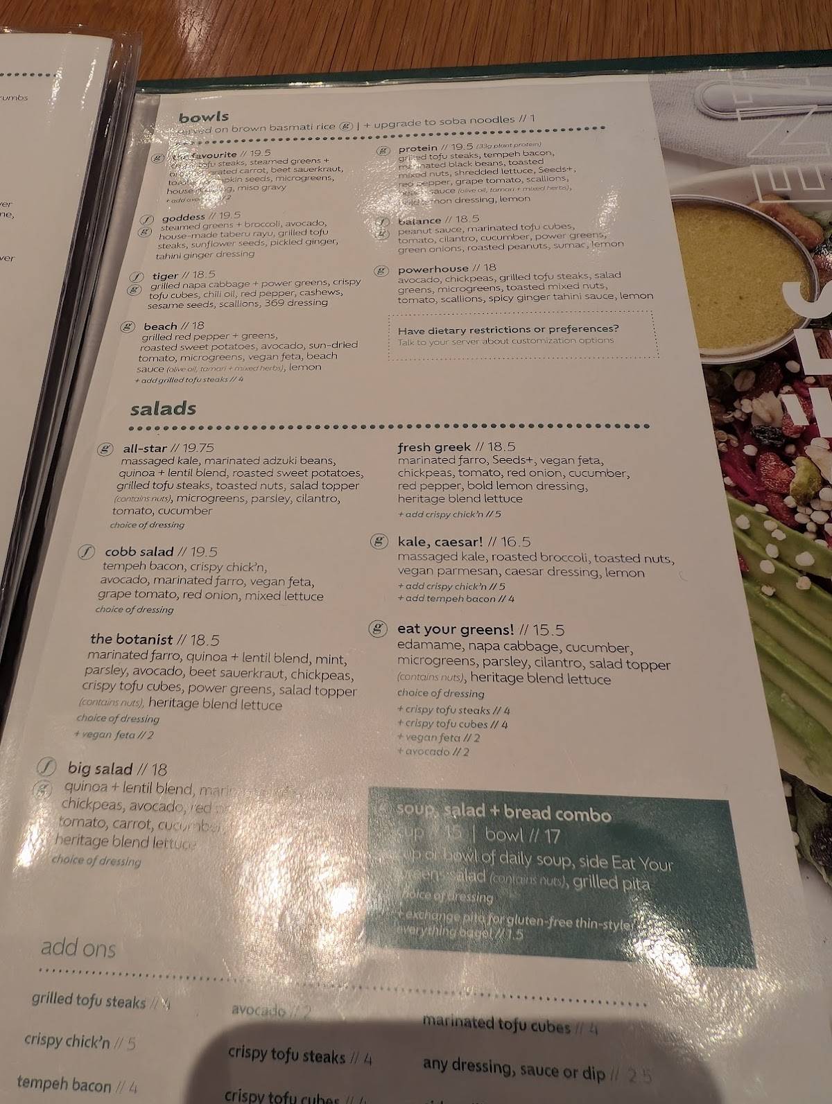 Menu de Fresh Kitchen + Juice Bar
