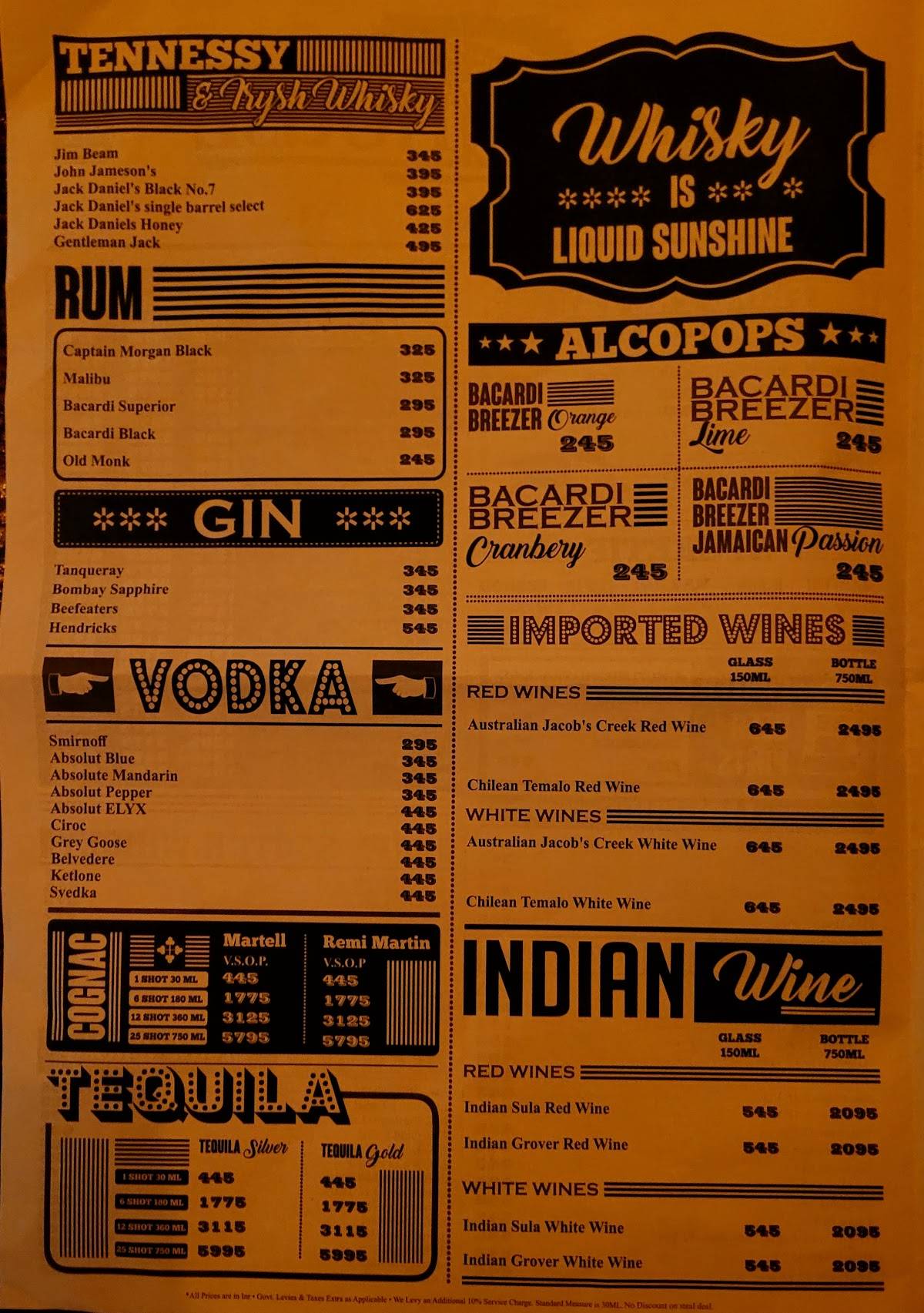 Green House - The Beer Garden menu