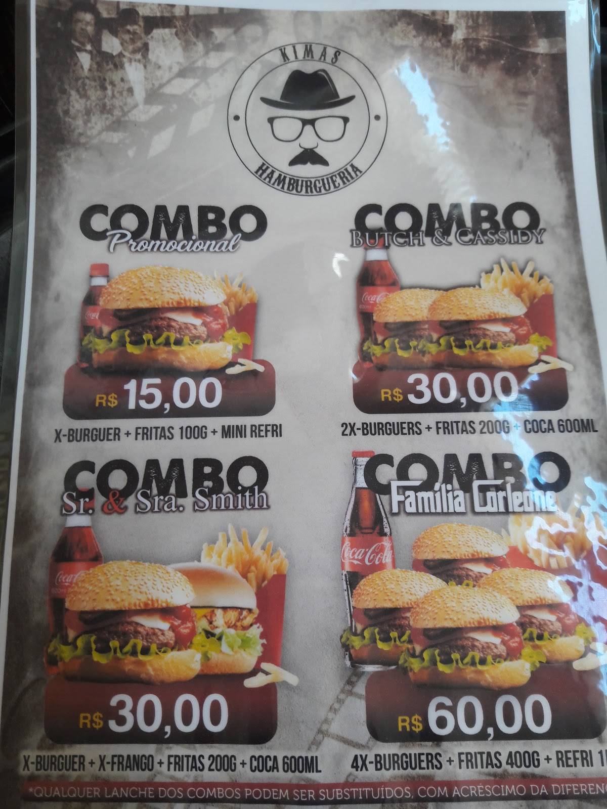 Kimas Hamburgueria cardápio