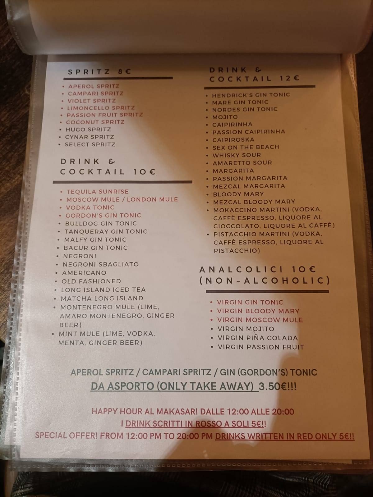 Menu de Makasar Bistròt