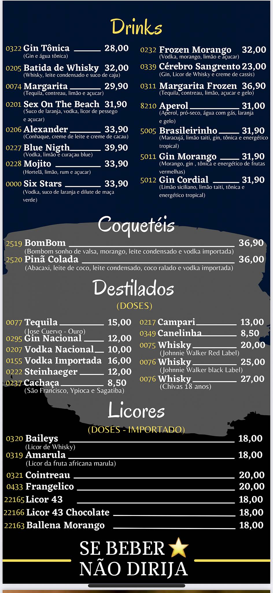 Mercatto Bar e Restaurante cardápio