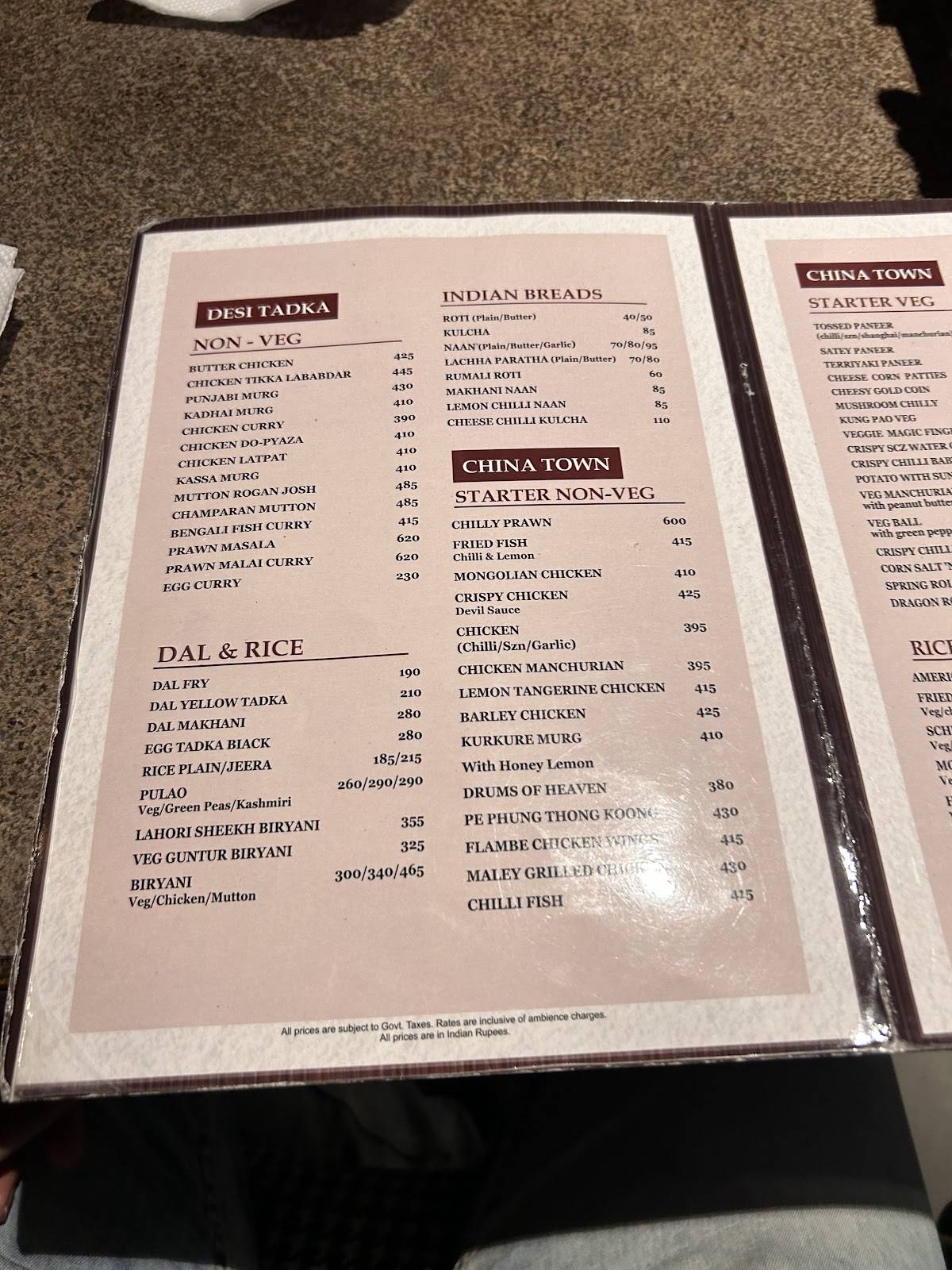 Moksha menu
