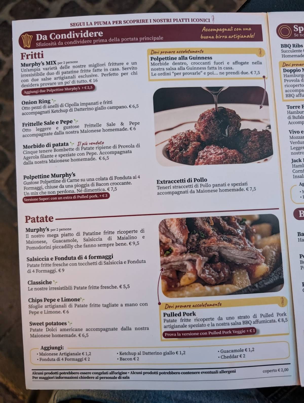 Menu di Murphy's Law Pub Napoli 
