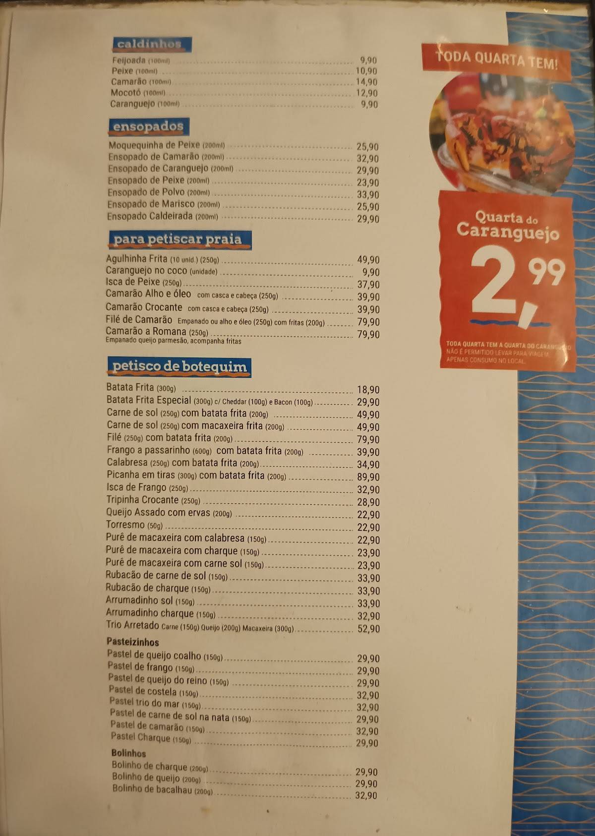 Numar Bar e Restaurante cardápio