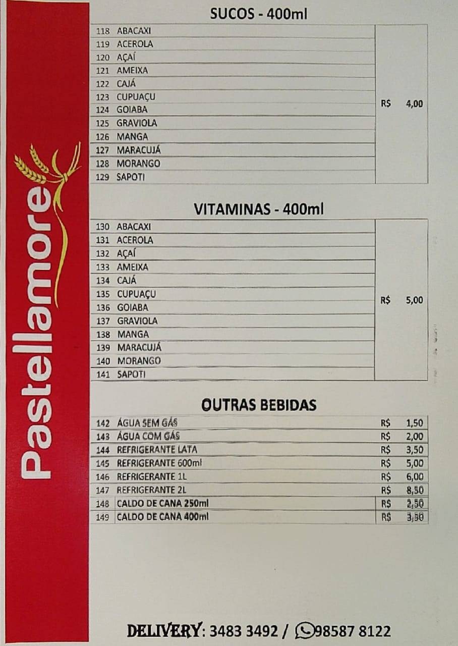 Pastellamore cardápio