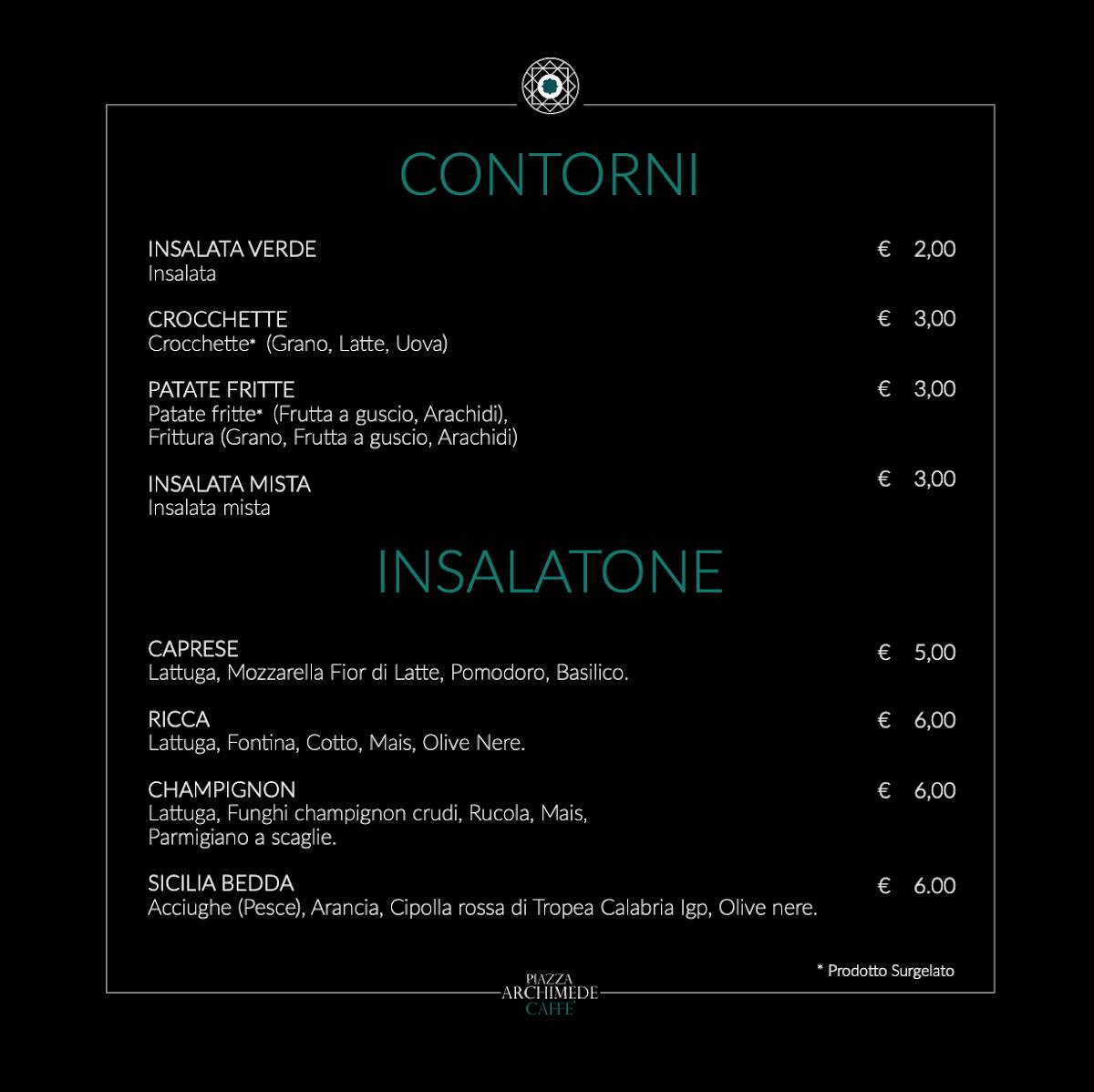 Menu di Piazza Archimede Caffè 