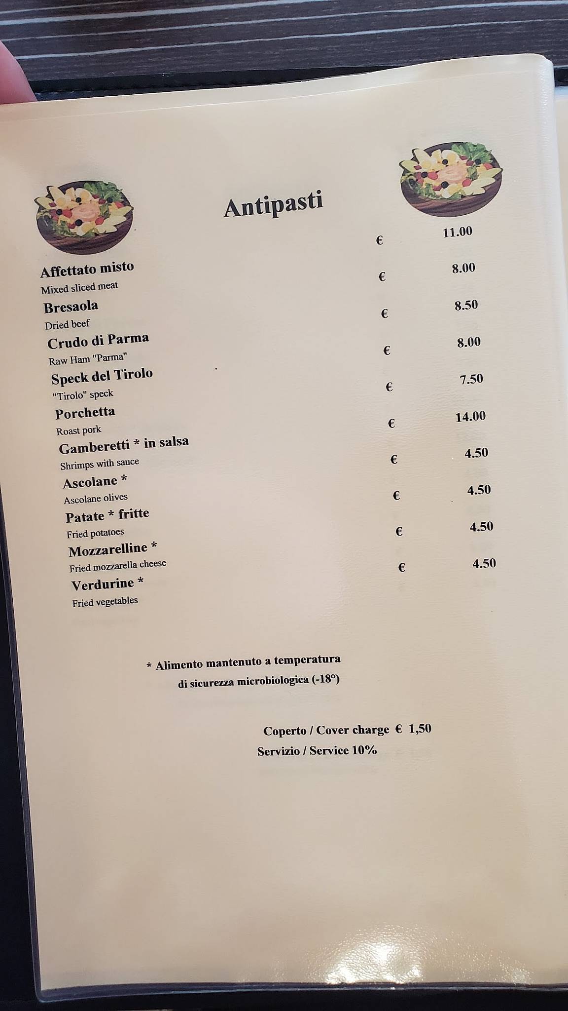 Menu di Pizzeria miramare 