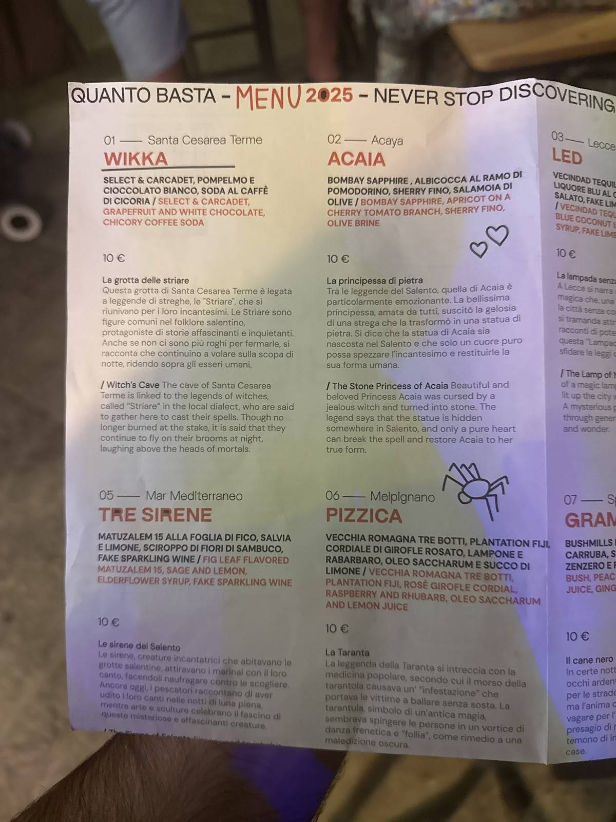 Menu di Quanto Basta Cocktail Bar 