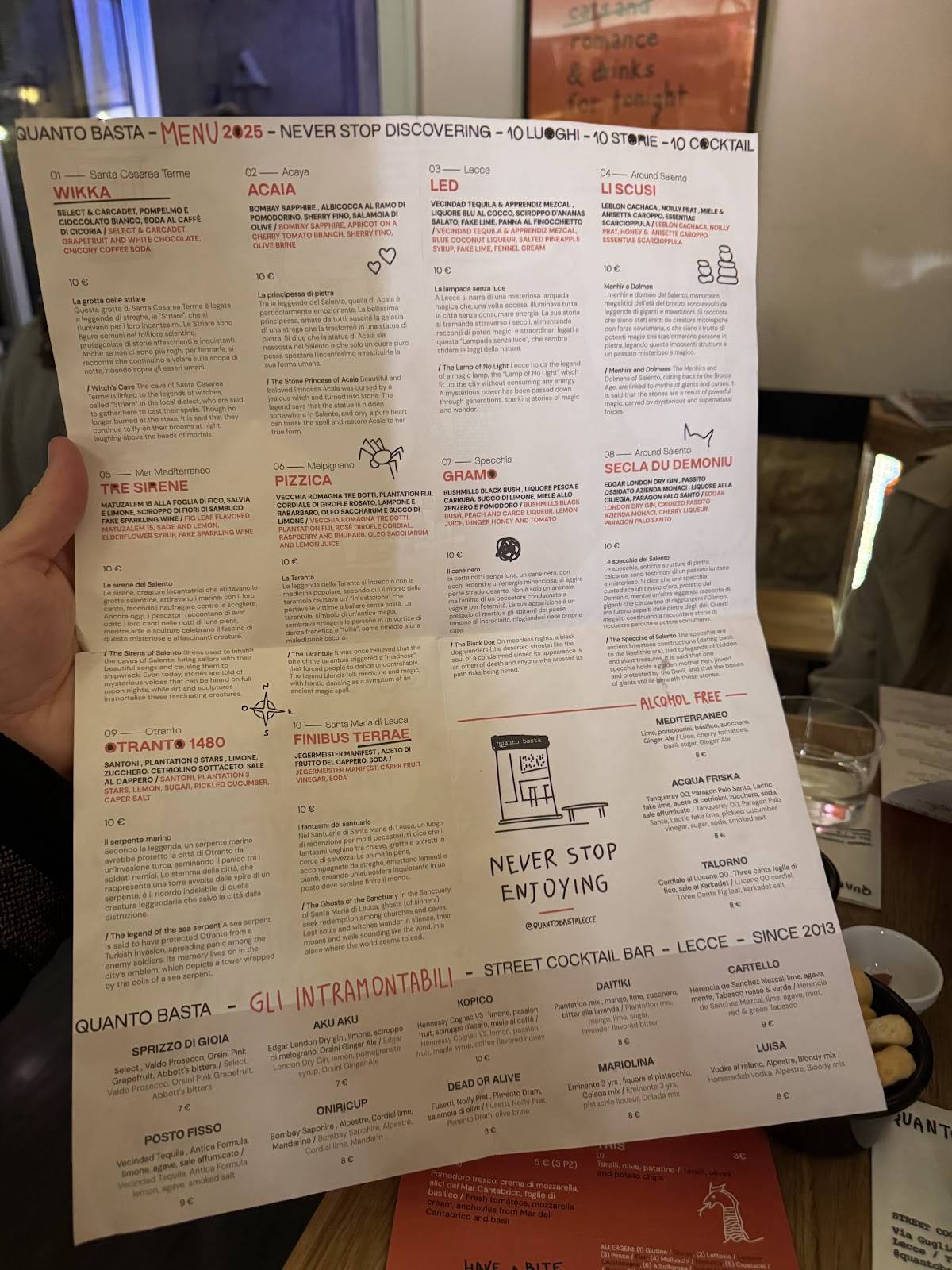 Menu di Quanto Basta Cocktail Bar 