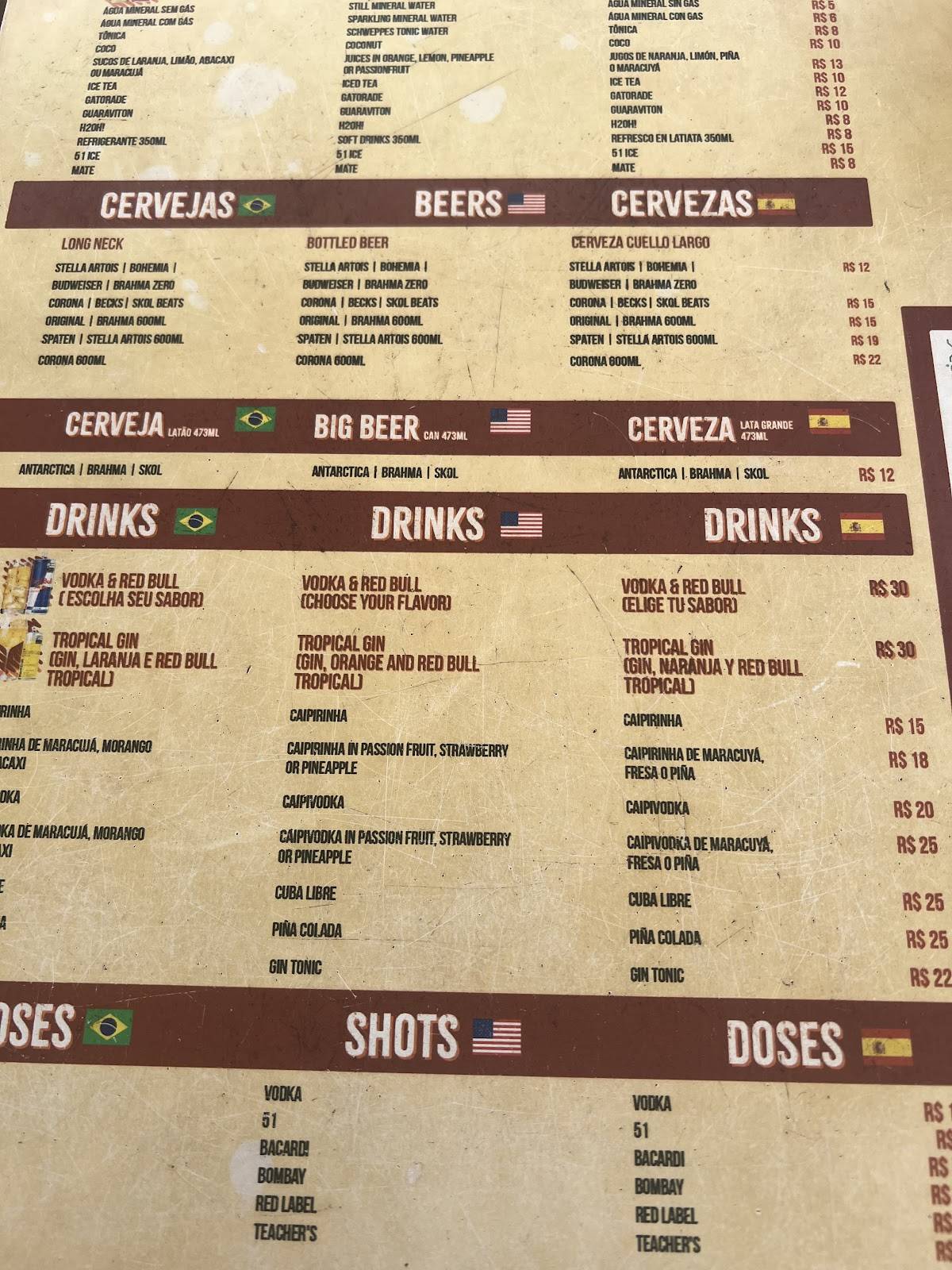 Quiosque Chopp Brahma cardápio