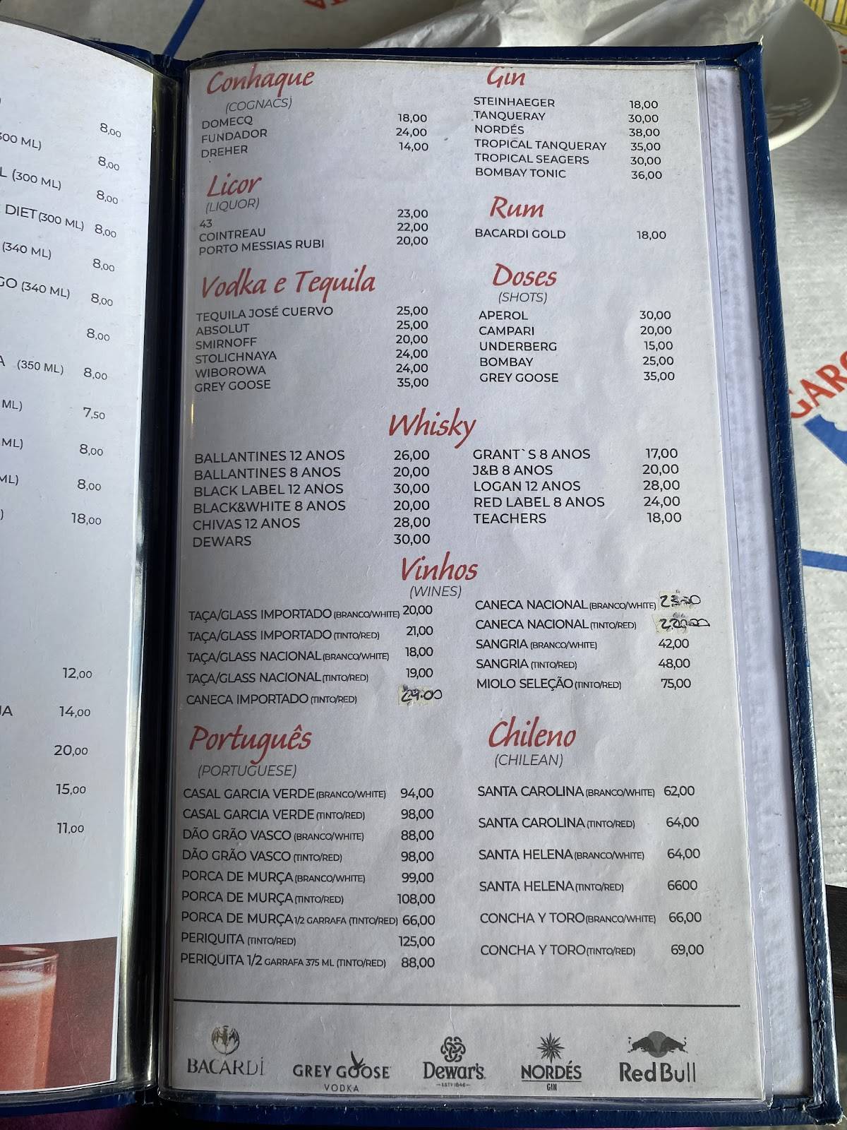 Restaurante e Bar Garota da Urca cardápio
