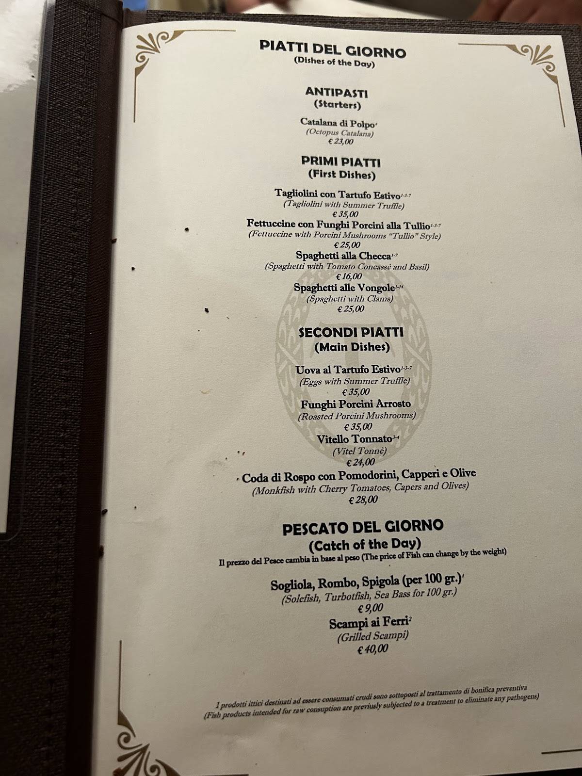Menu di Ristorante Tullio 