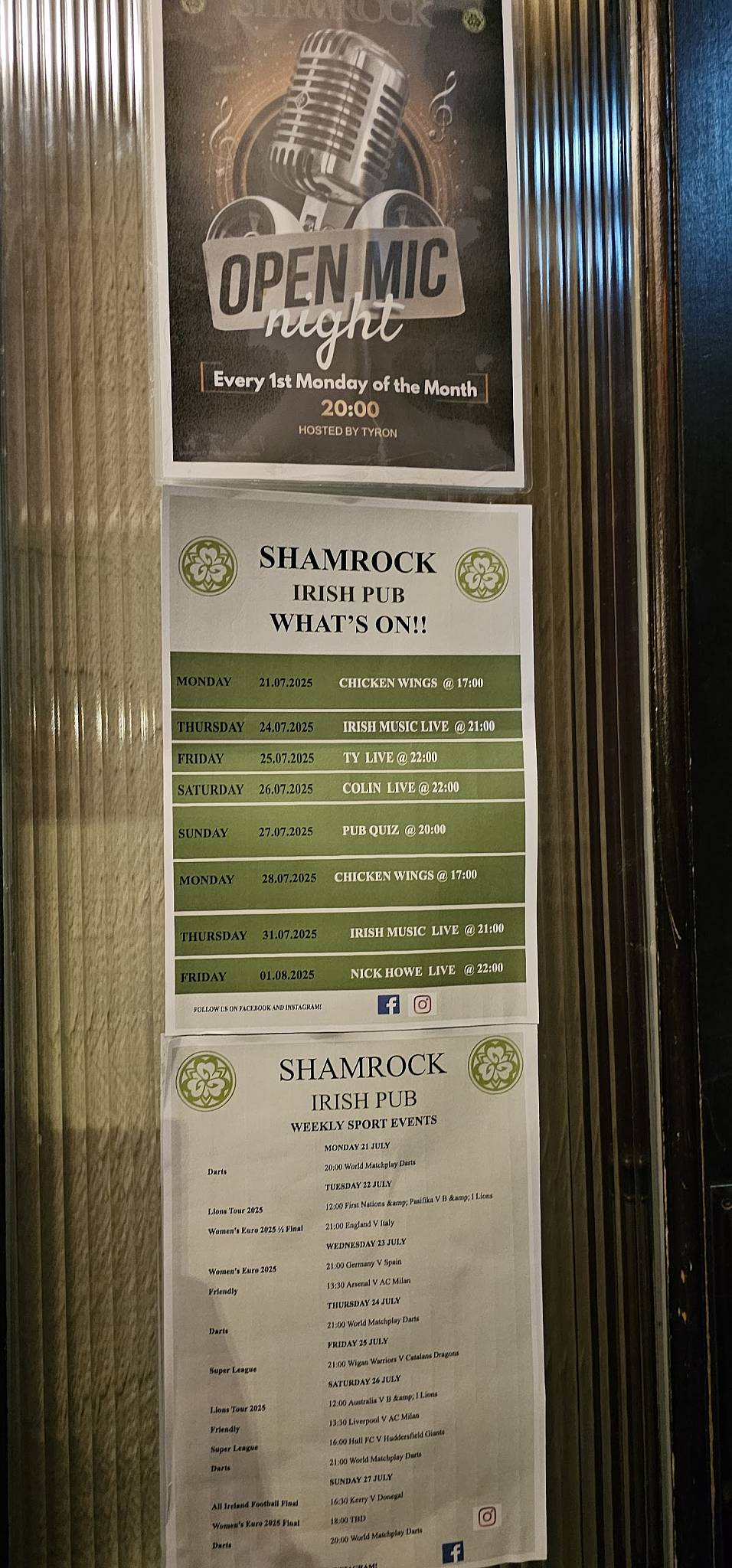 Menu di Shamrock Irish Pub 
