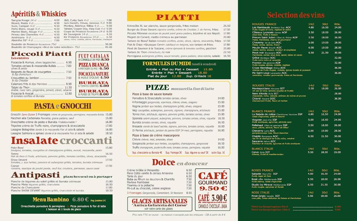 Menu de Show Devant