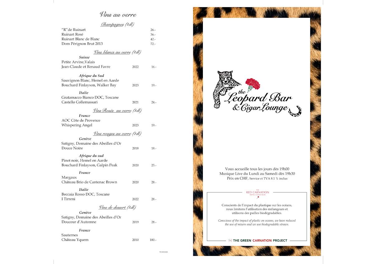 Menu de The Leopard Room Bar & Lounge