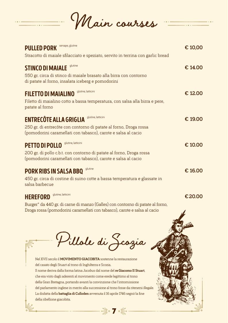 Menu di The Stuart, Scottish Pub 