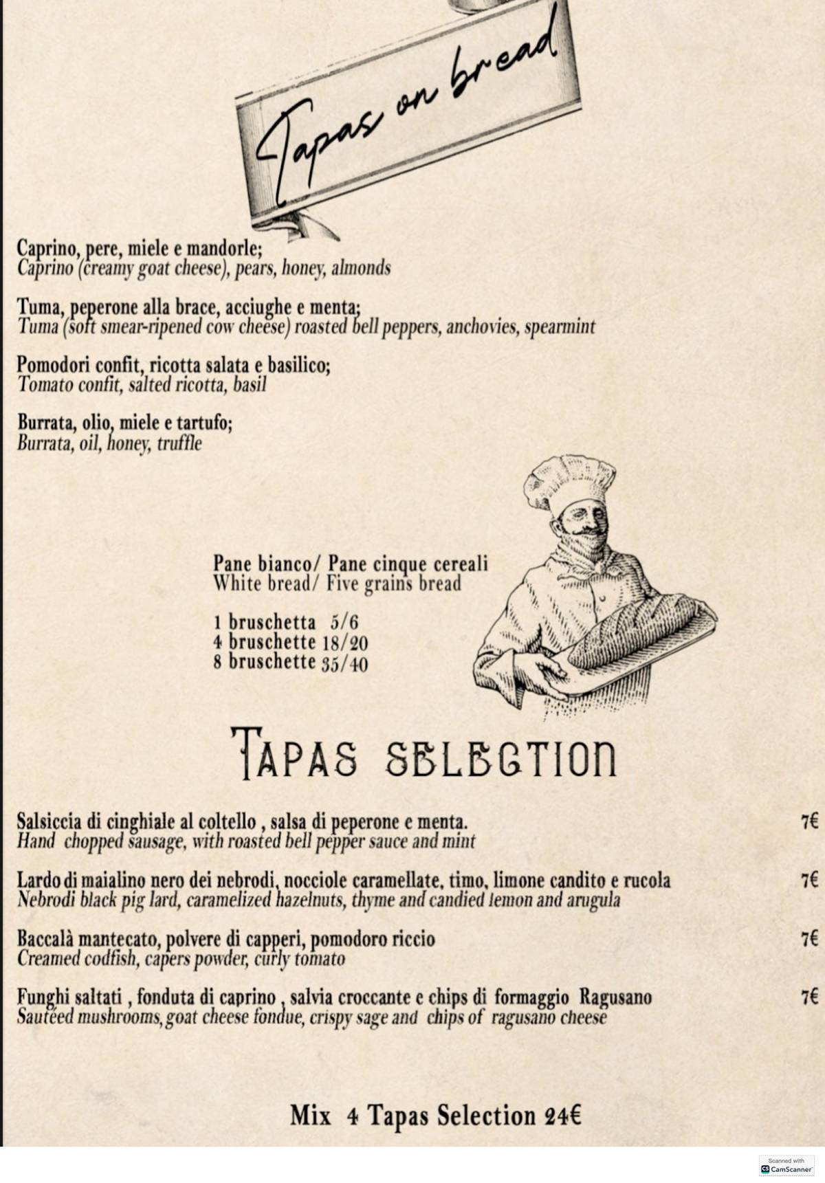 Menu di Cortile Verga Ortigia 