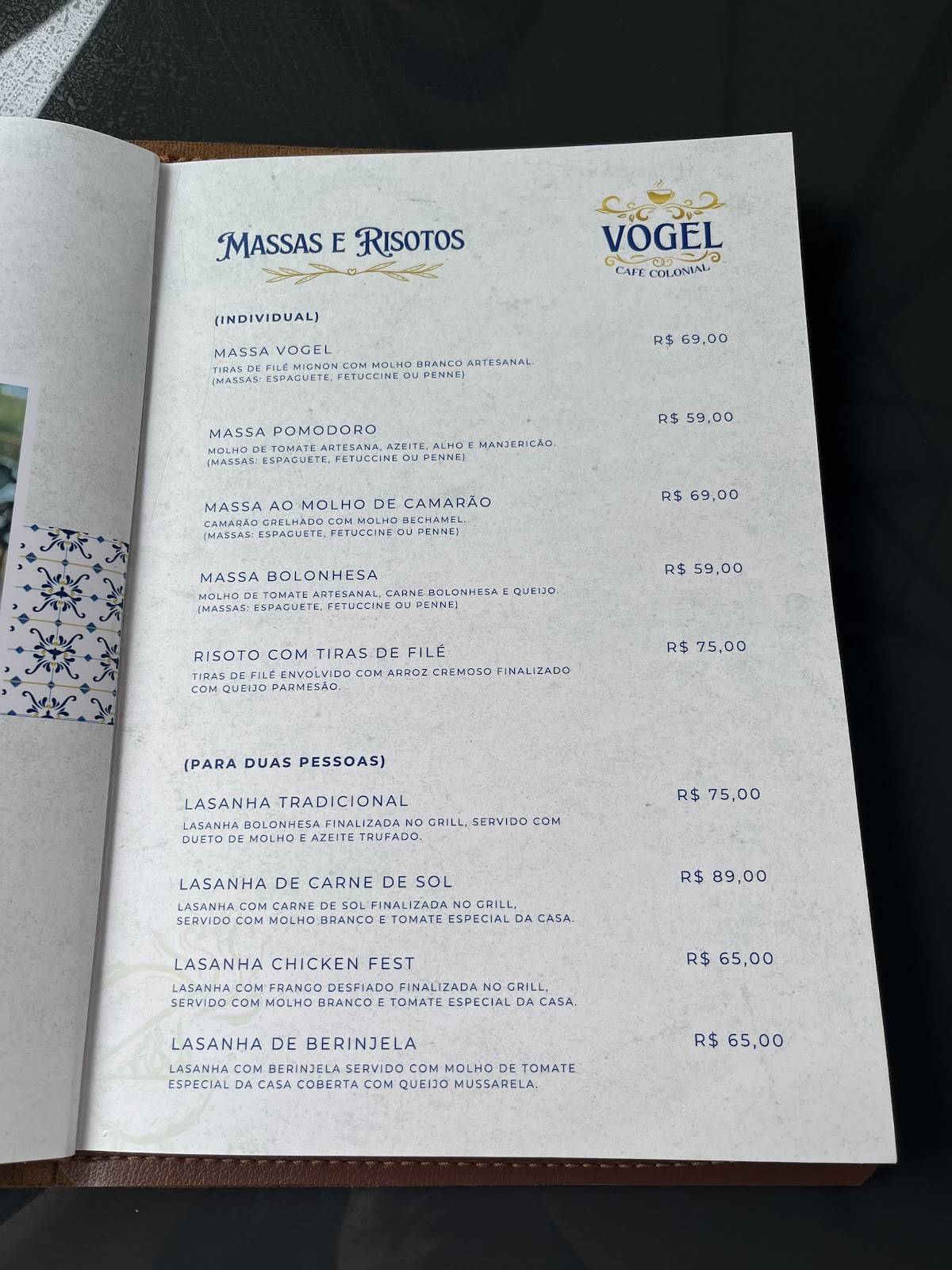 Restaurante Vogel Café Colonial Café da manhã, Almoço, Jantar Guaramiranga Ce cardápio