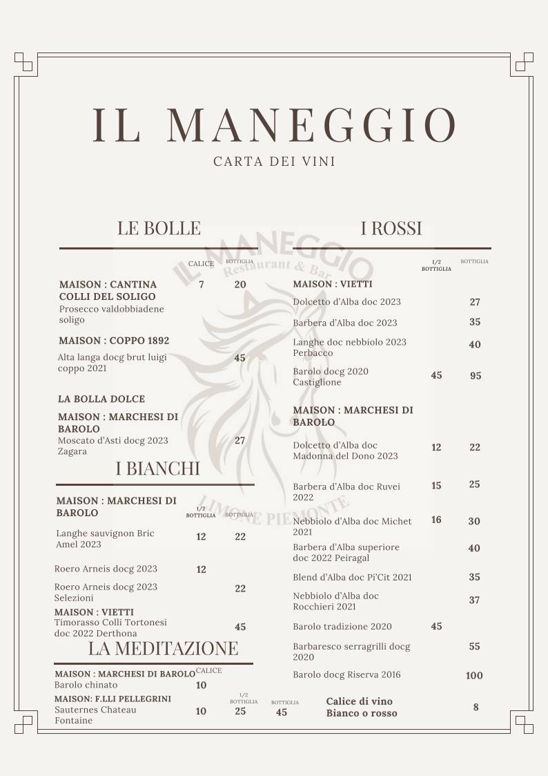 Menu di Il Maneggio ristorante 