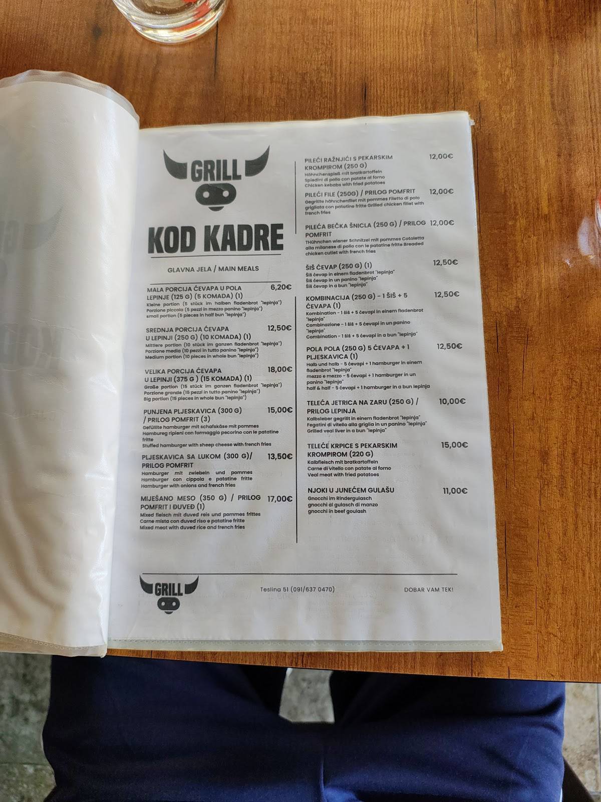 Menu de Kod Kadre