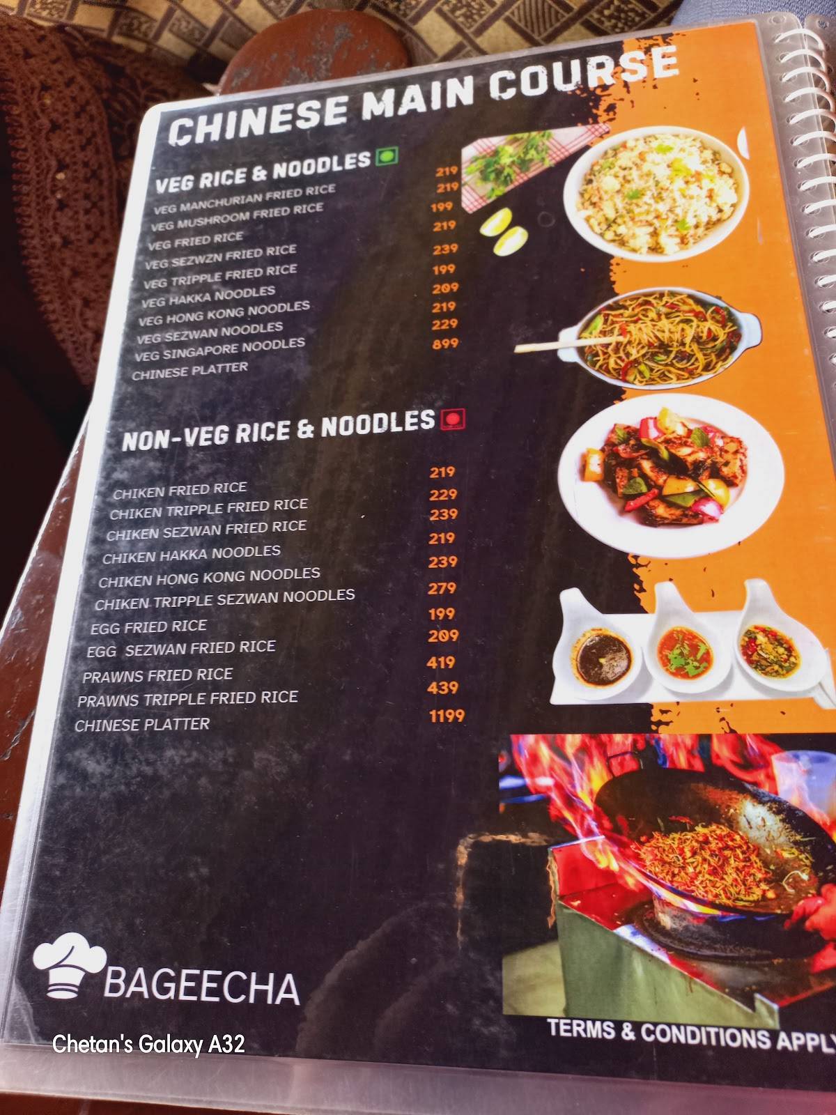 Bageecha Restaurant and Bar menu