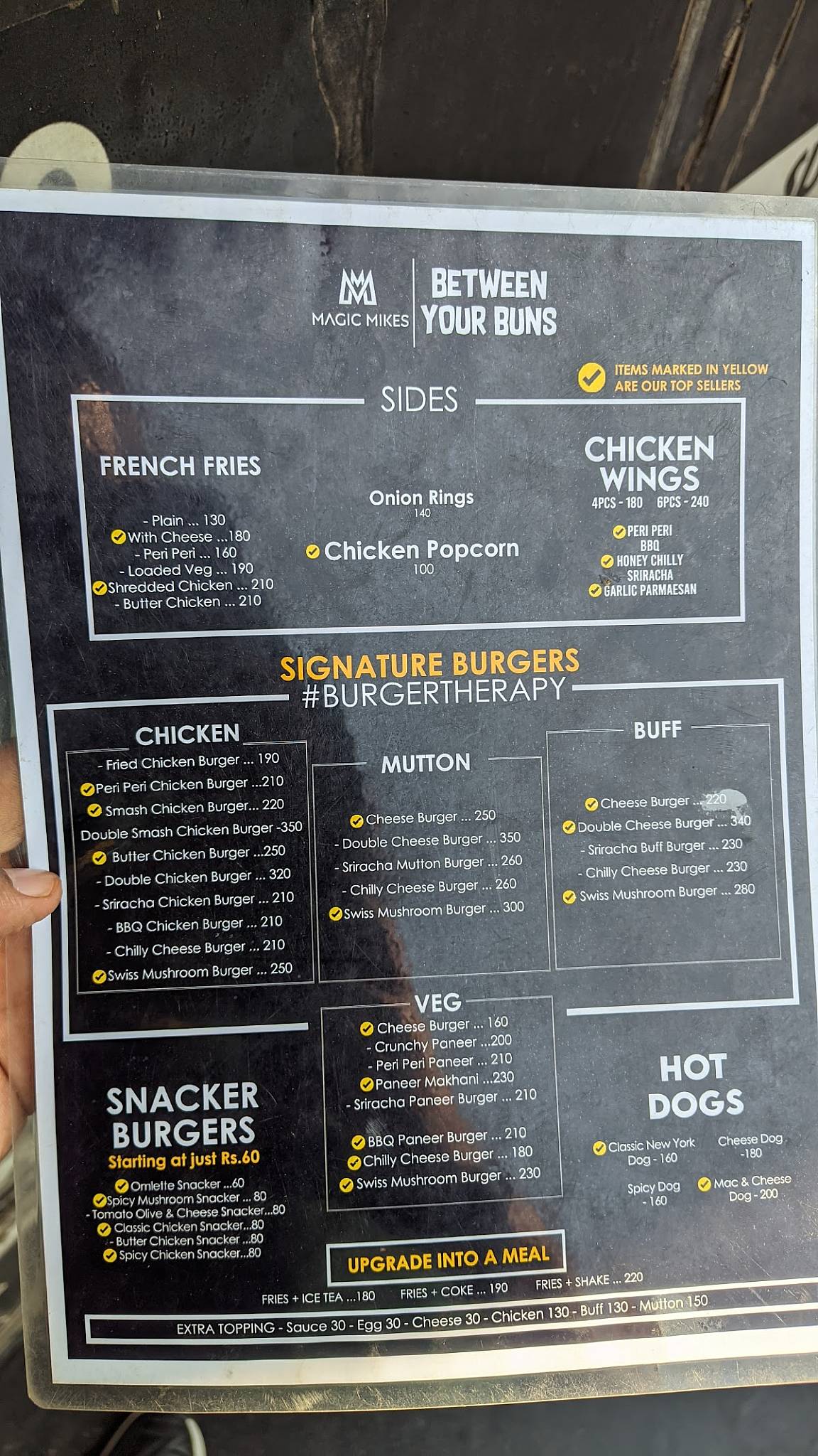 Between Your Buns menu