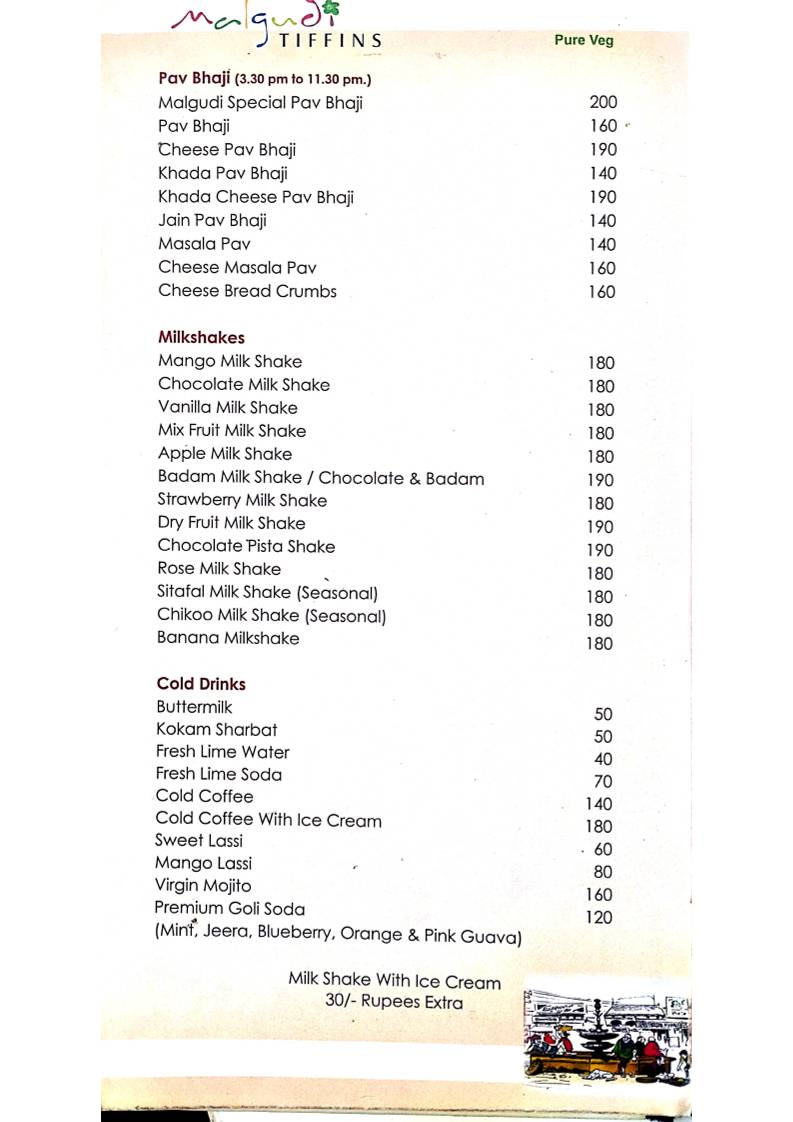 Malgudi Tiffins menu