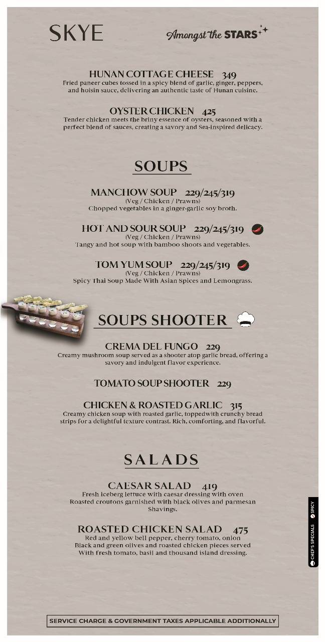 SKYE RoofTop (Magarpatta) menu