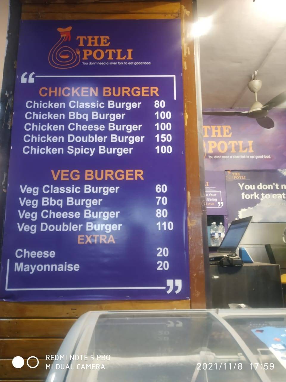 The Potli menu