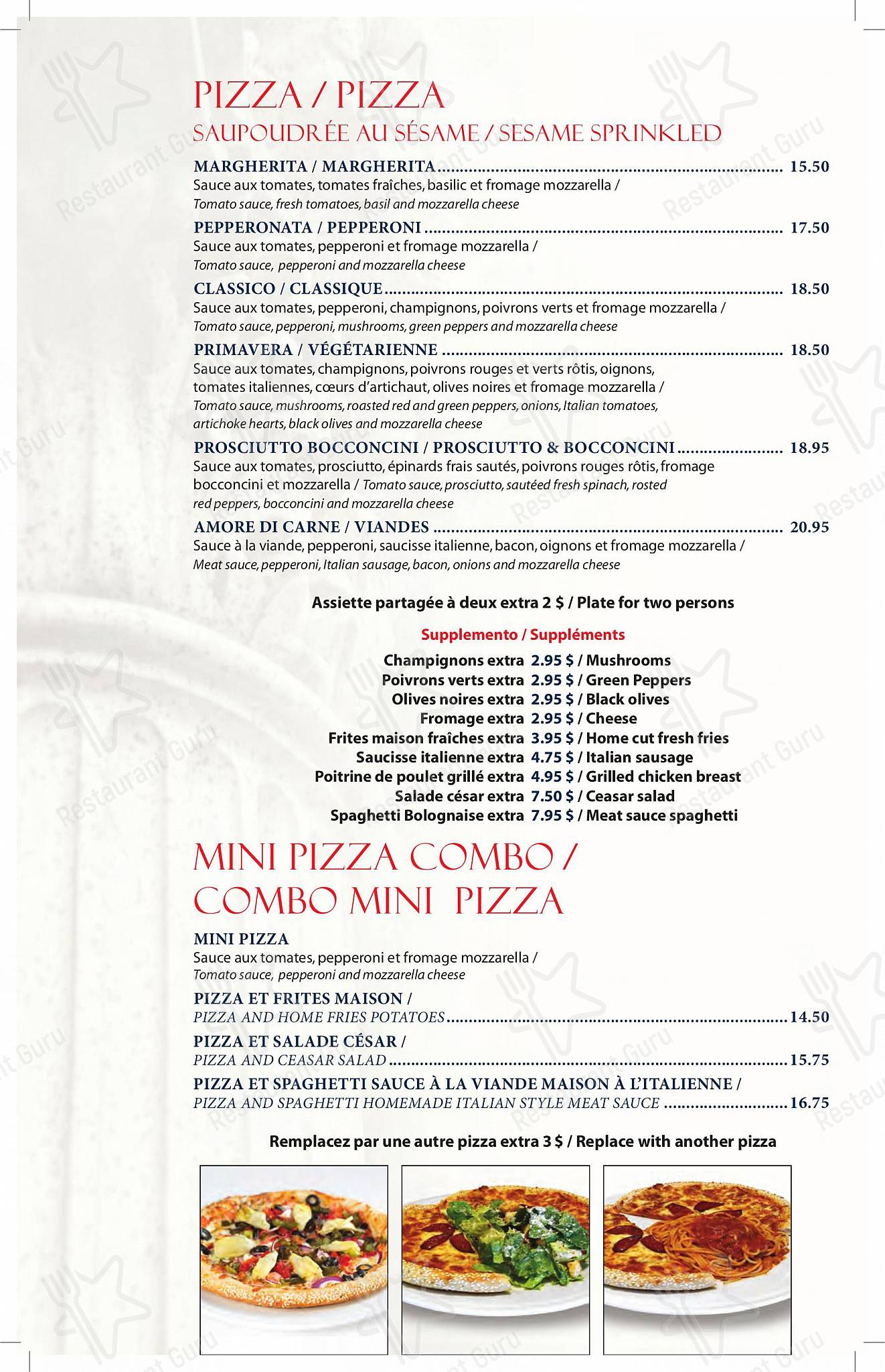 Menu pour Restaurant Tuscanos - Buffet Menu
