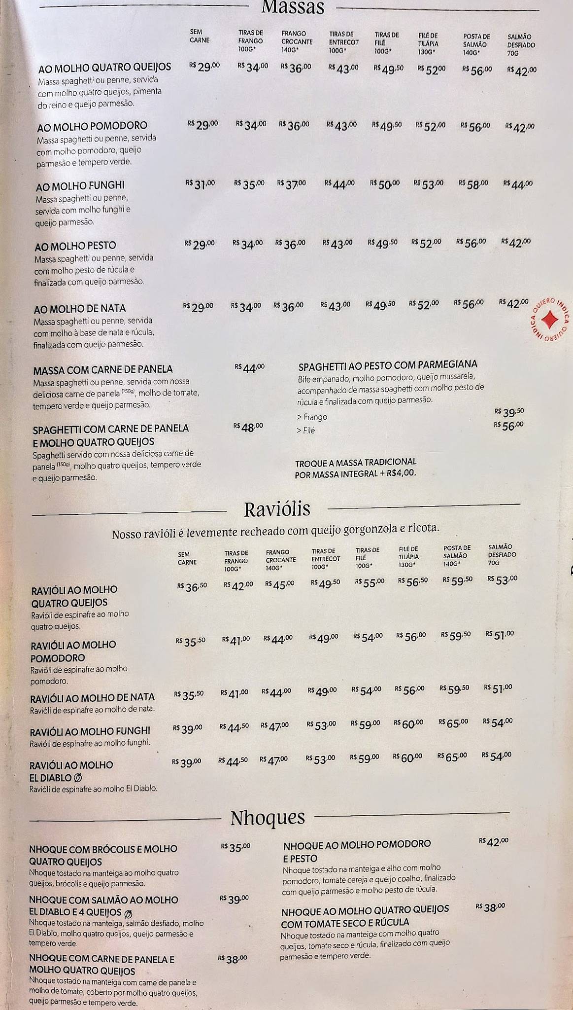 Quiero Café cardápio