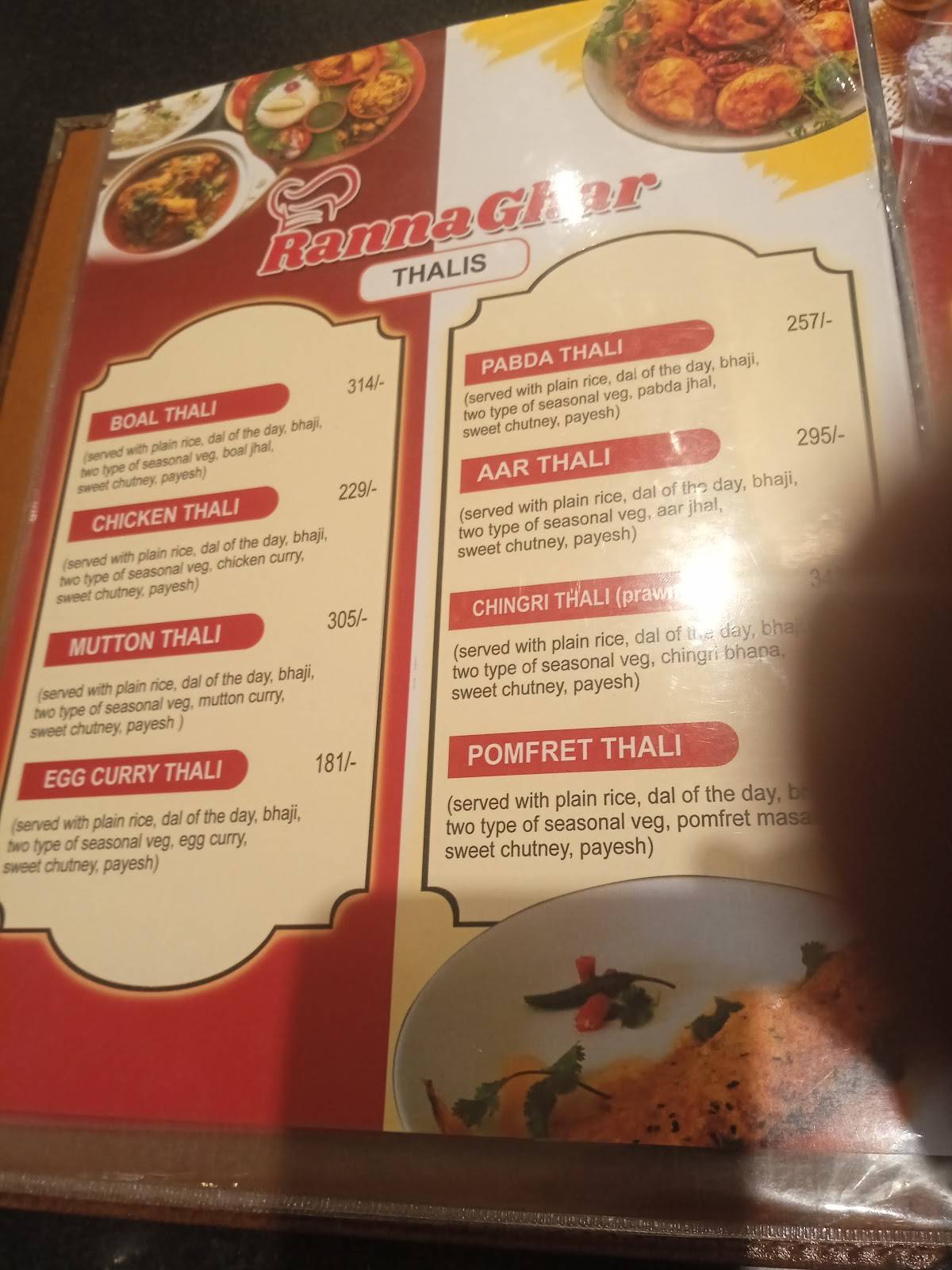 RANNA GHAR menu