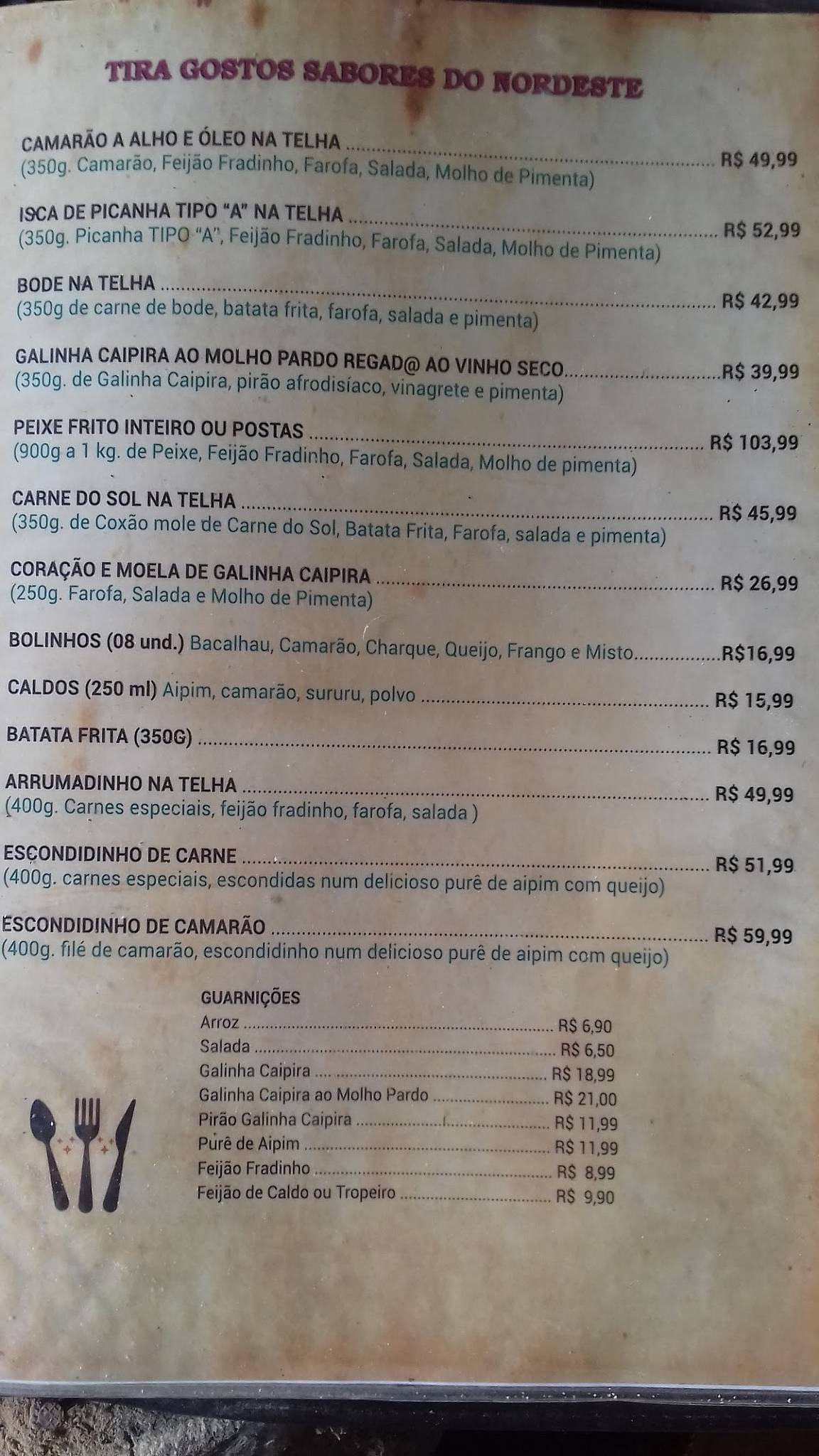 RESTAURANTE GALINHA CAIPIRA cardápio