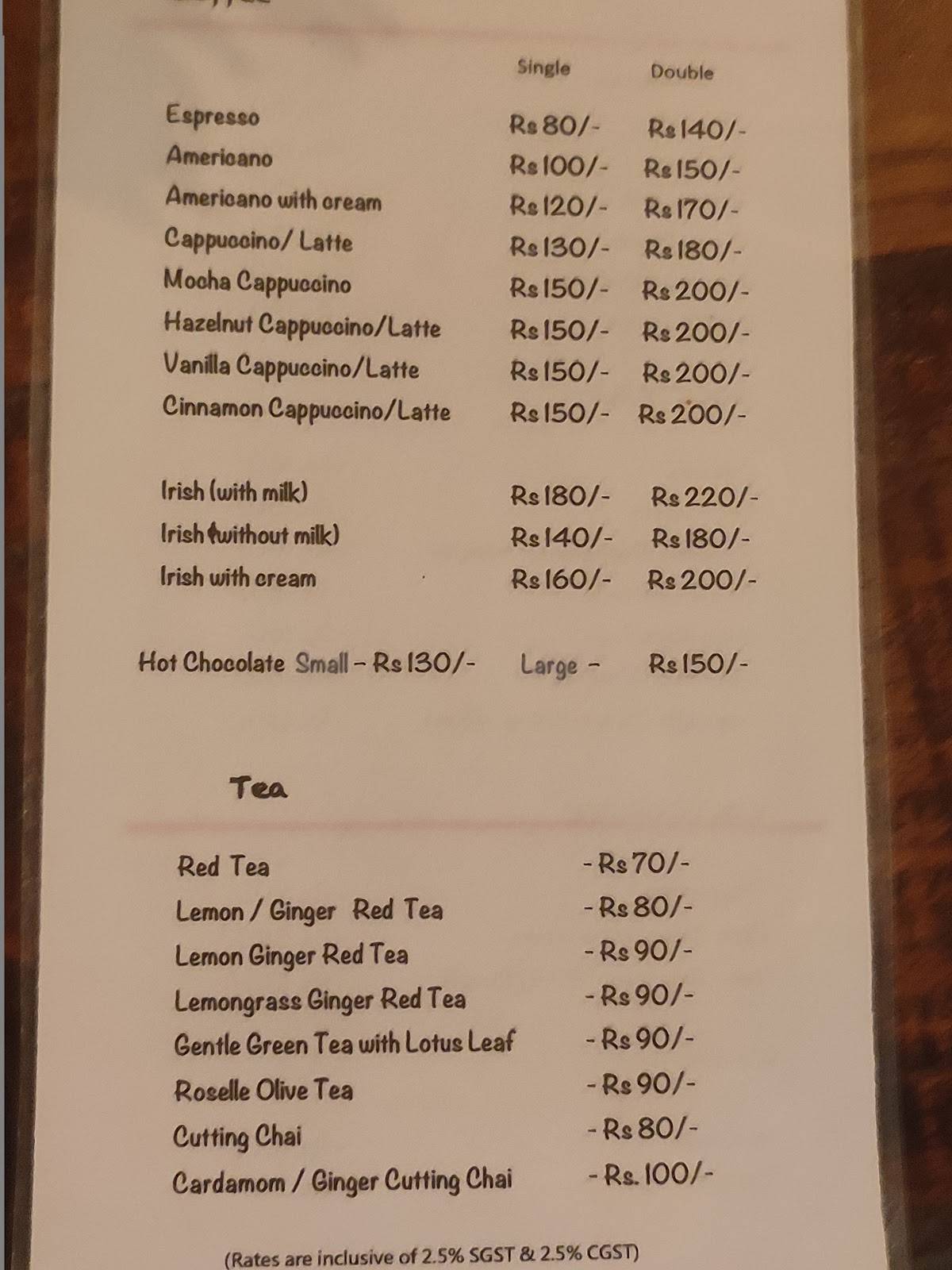 RHCP (Red Hill Cafe Point) menu