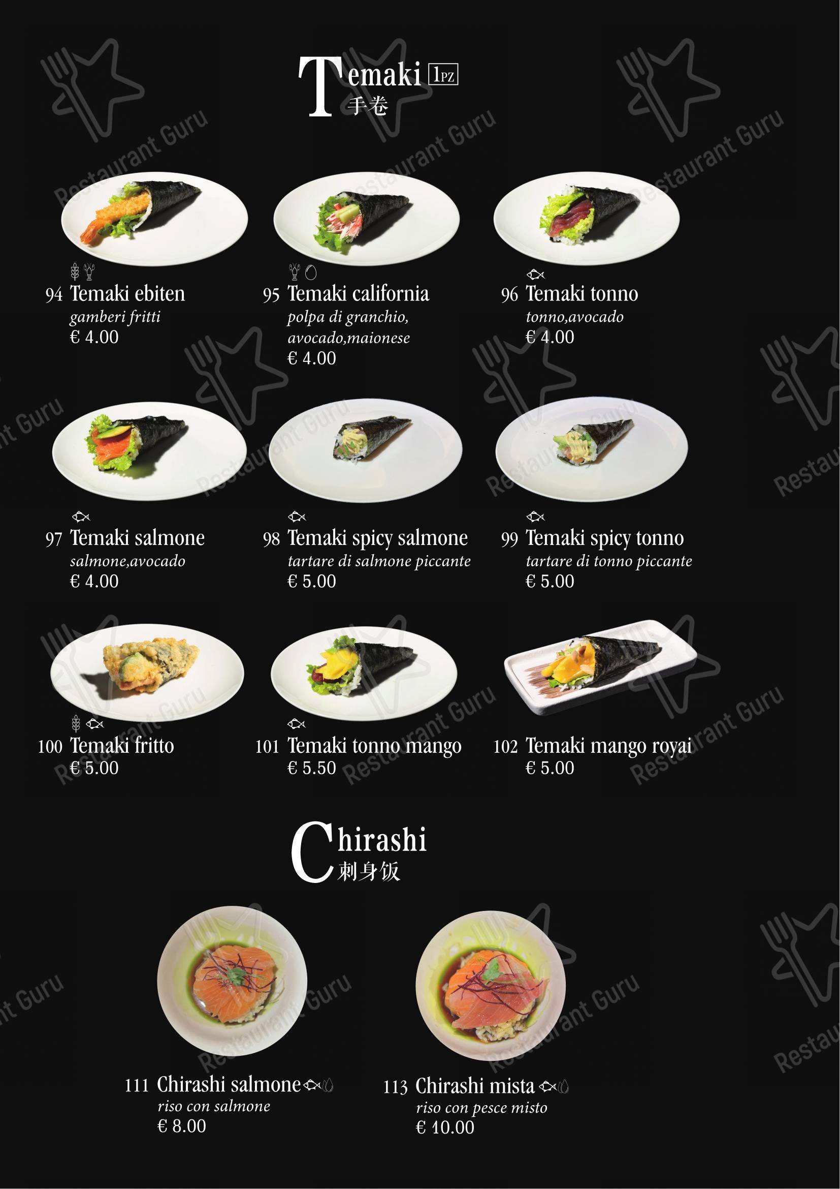 Menu per Ristorante Giapponese Tao ristorante