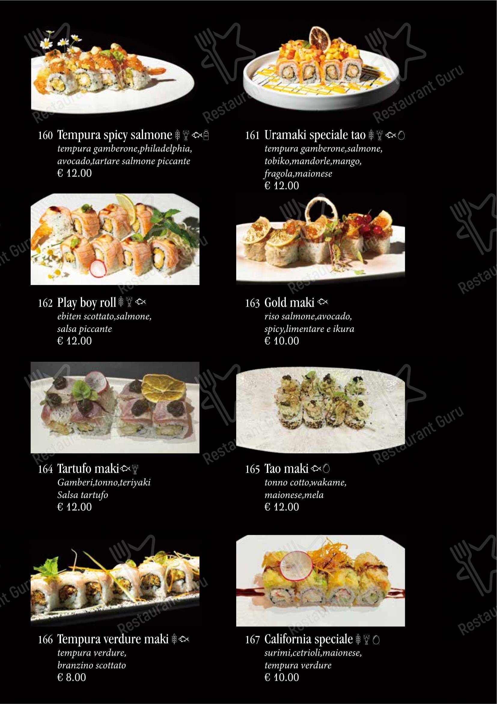 Menu bar per Ristorante Giapponese Tao in Arezzo