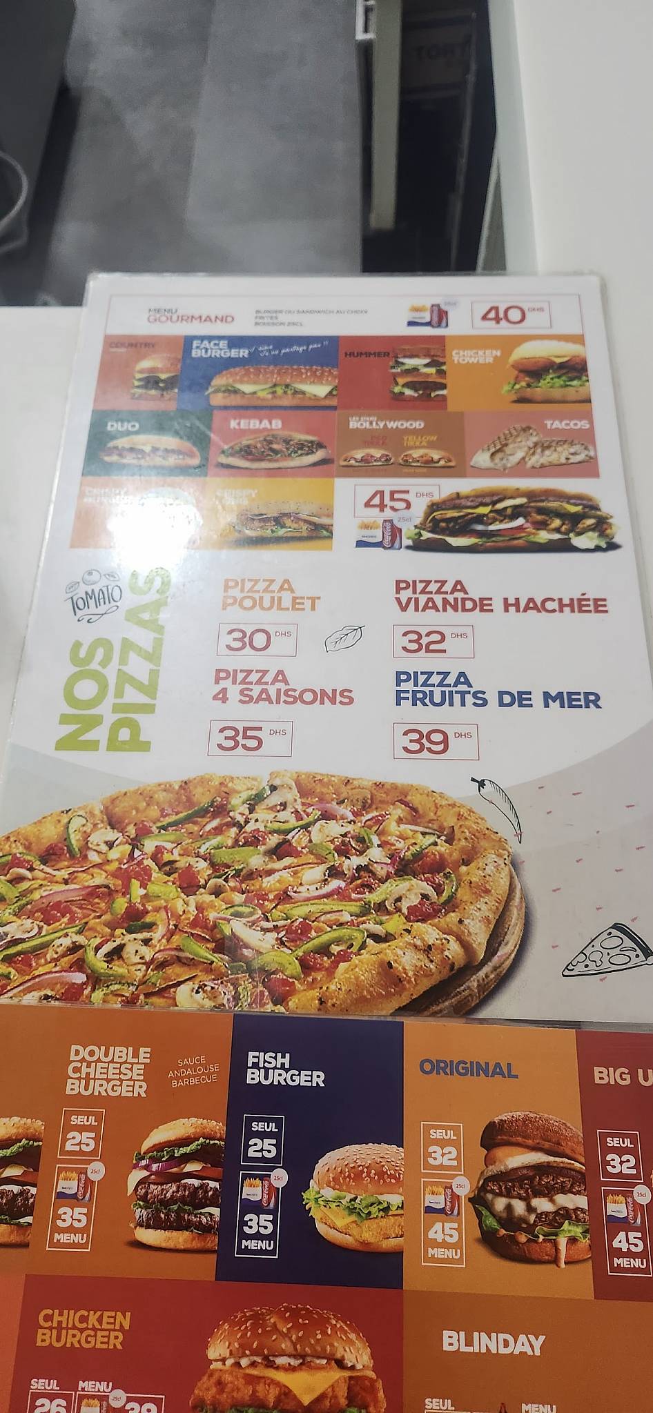 Menu de Faceburger Oqba