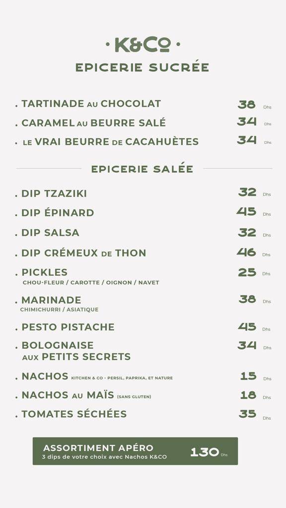 Menu de Kitchen & Co