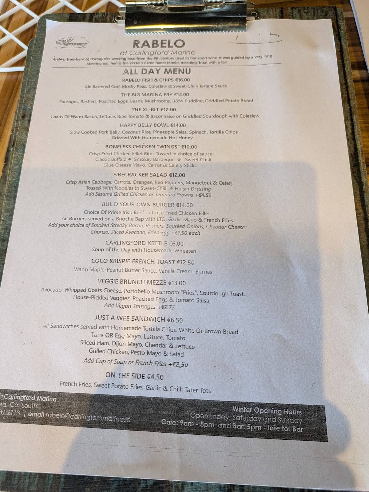 Menu at Rabelo - Cafe, Bar and Venue, Carlingford