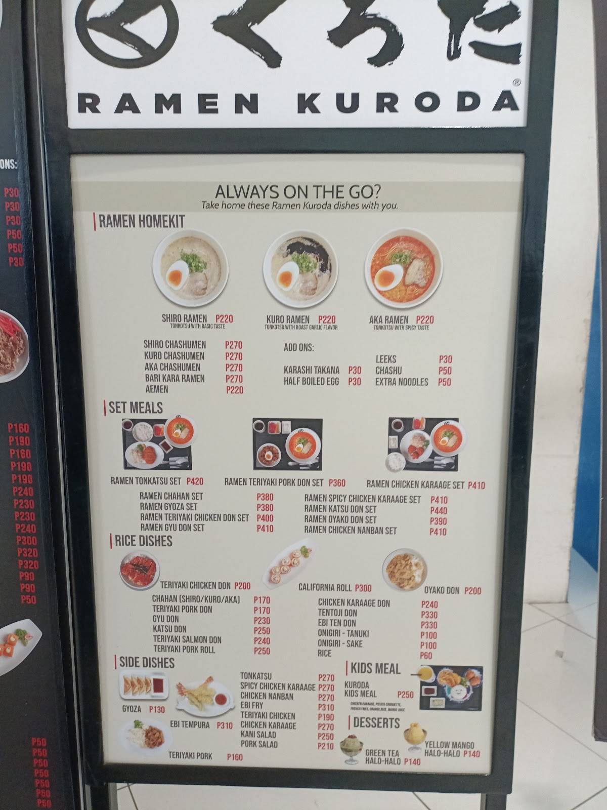 Menu At Ramen Kuroda Sm Fairview Restaurant Quezon City